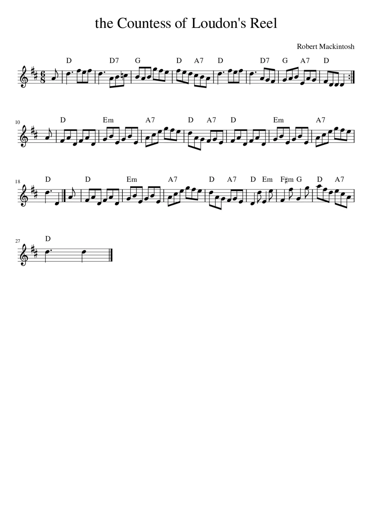 the Countess of Loudon's Reel - Page 1
