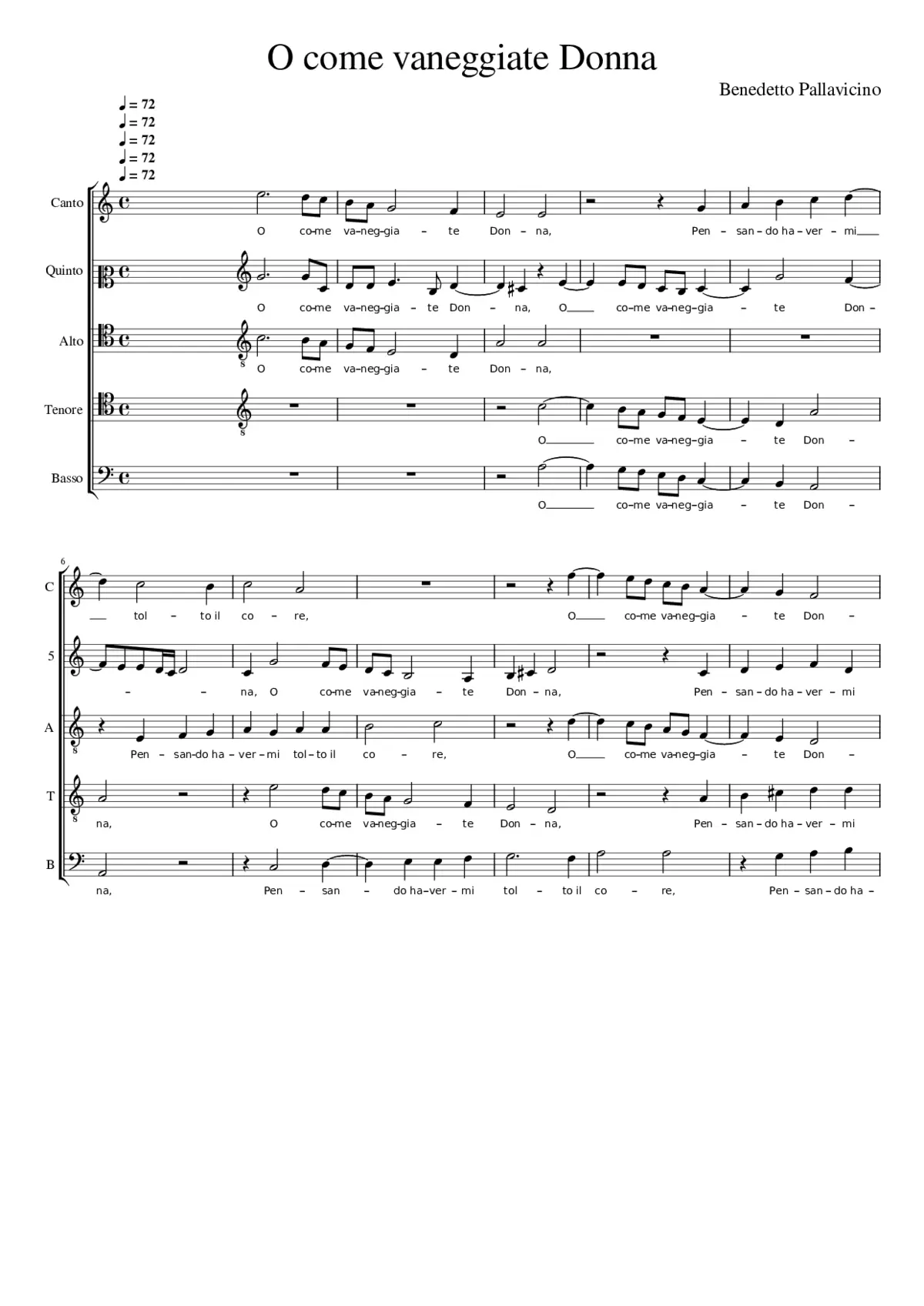 O come vaneggiate - Page 1