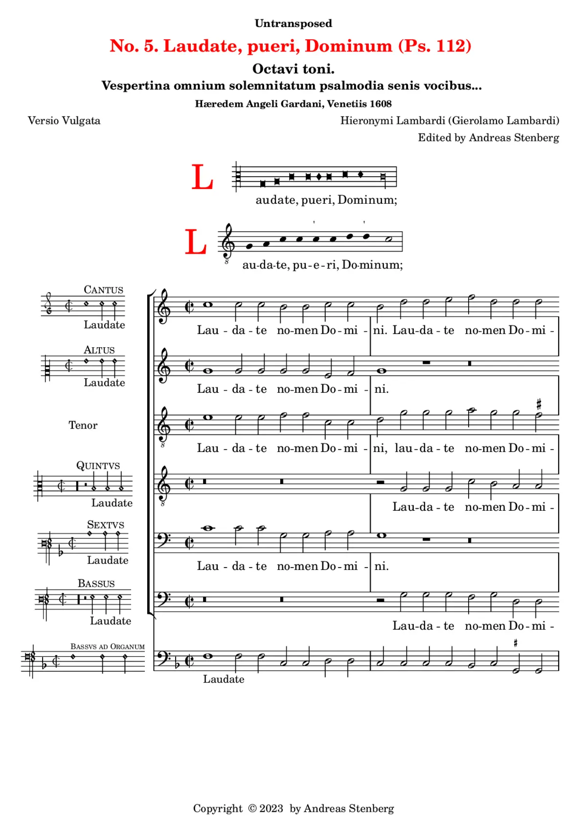 Laudate, pueri, Dominum (Ps. 112), Octavi toni. - Page 1