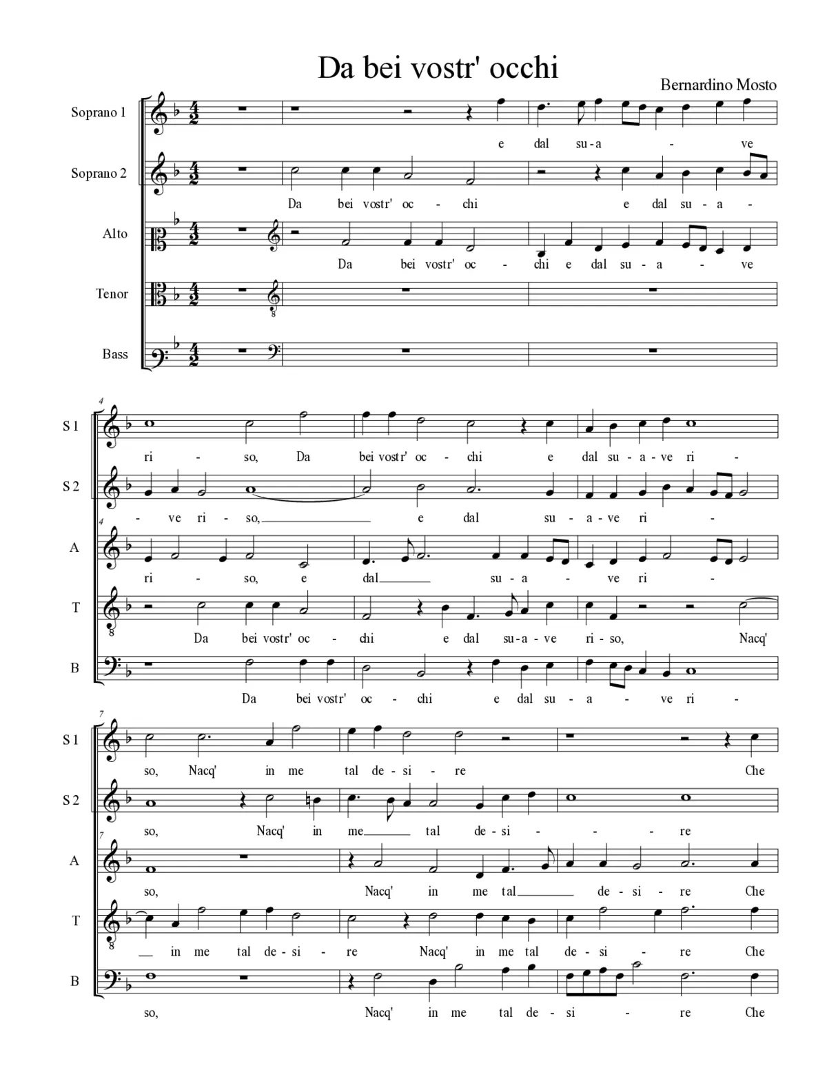 Da bei vostr' occhi - Page 1