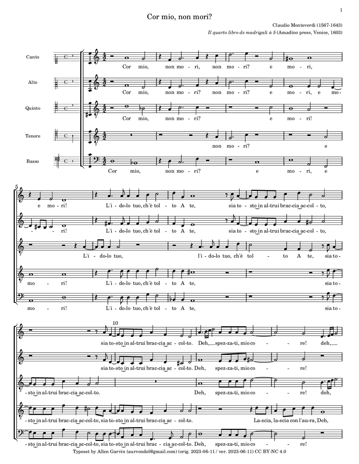 Cor mio, non mori? E mori! - Page 1