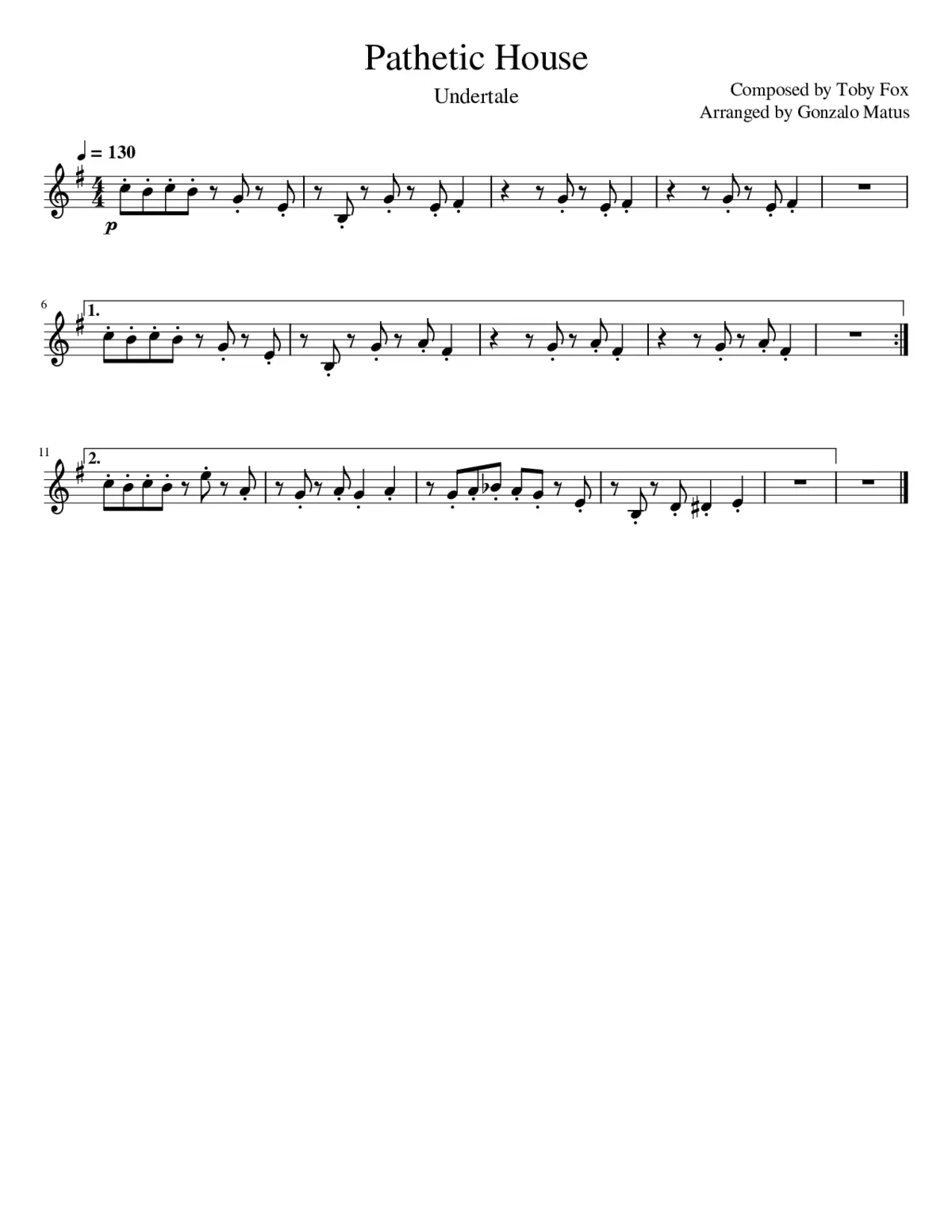 Pathetic House - Violin Solo - Page 1