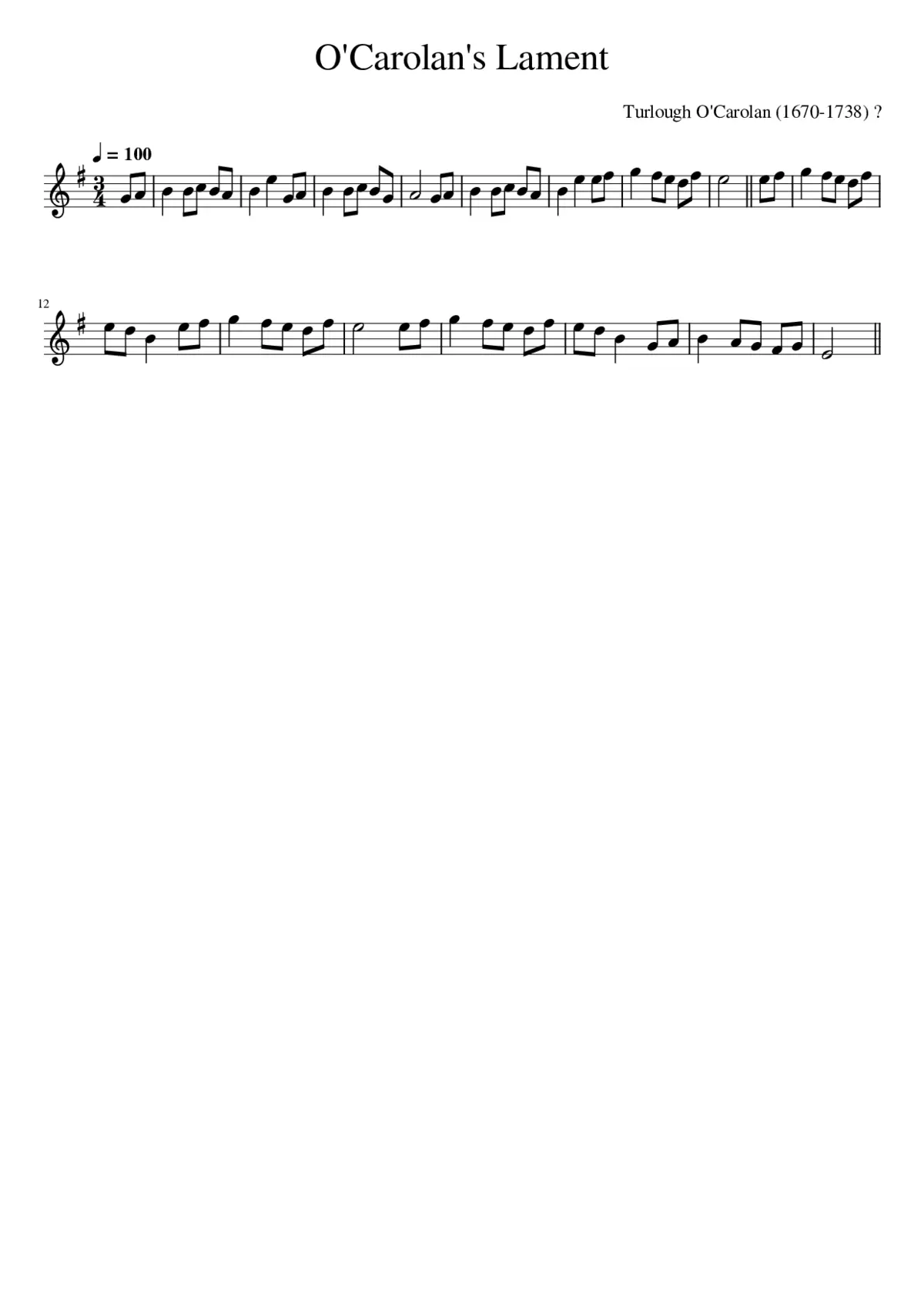 O'Carolan's Lament - Page 1