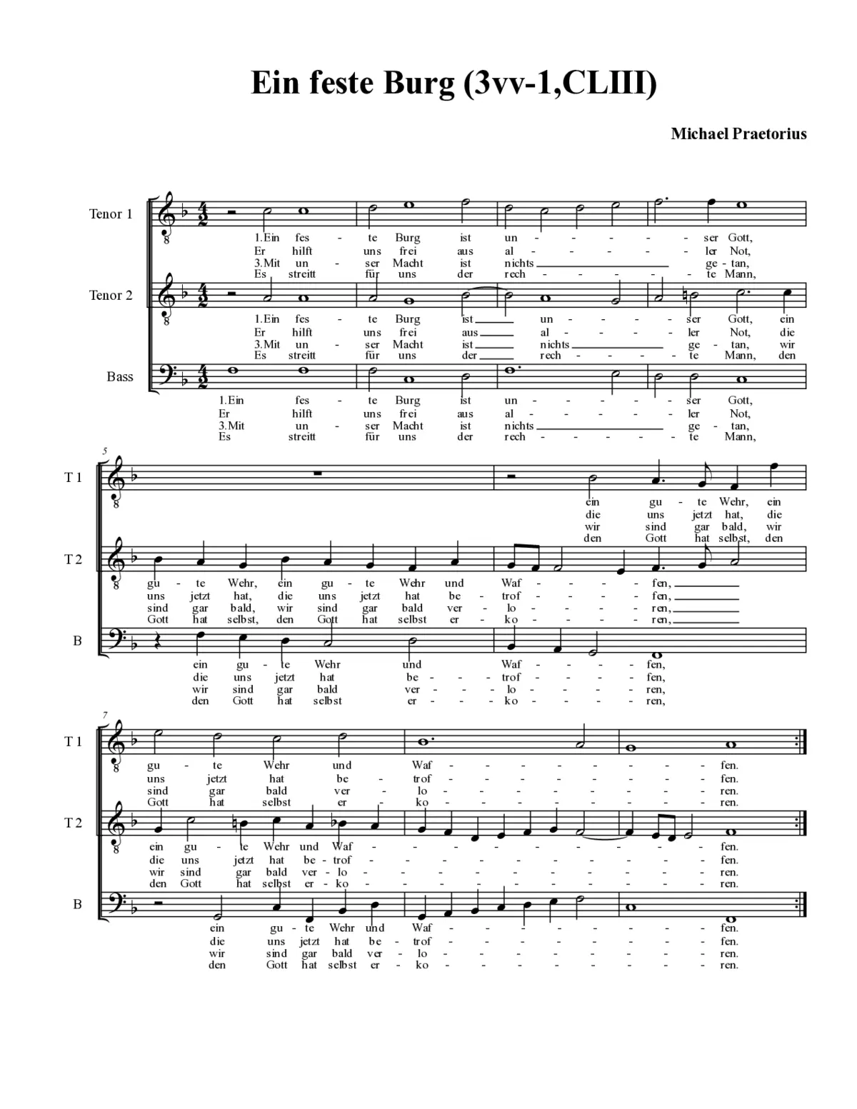Ein feste Burg (3vv,CLIII) - Page 1