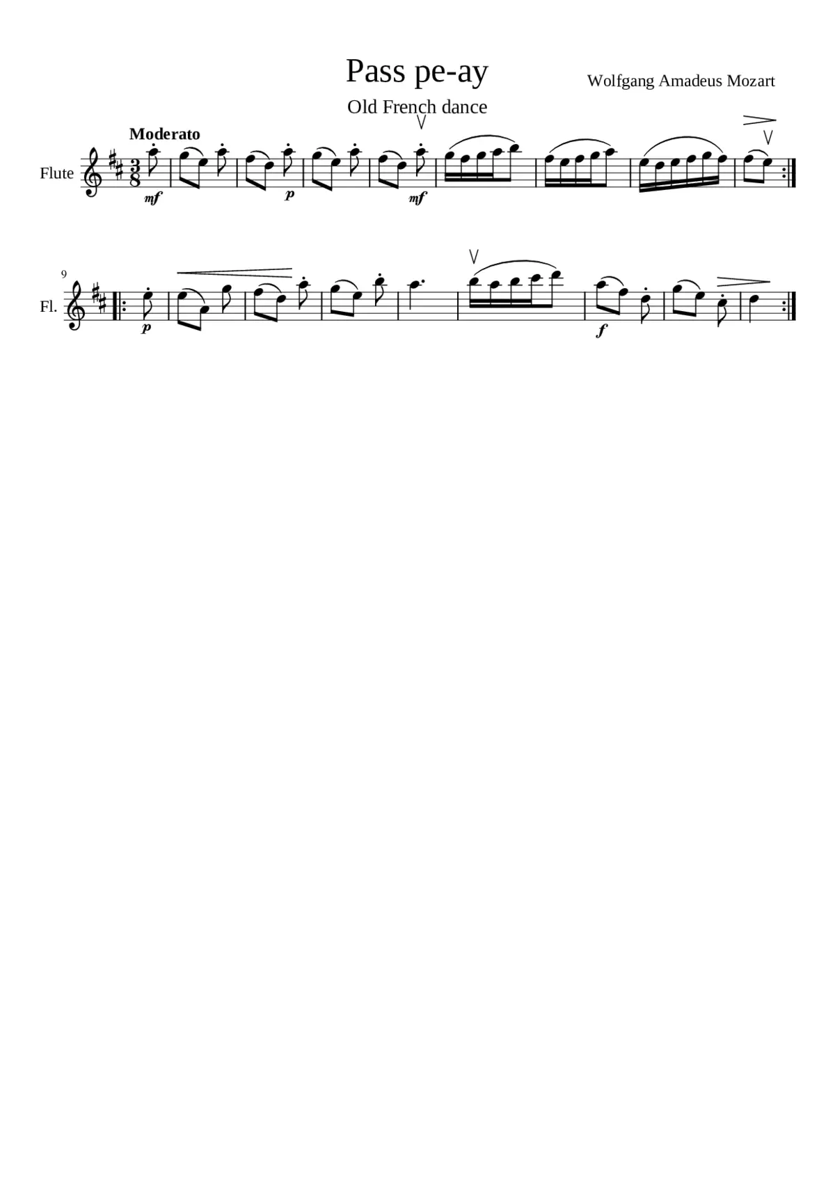 Mozart - Pass pe-ay (Old French dance) - Page 1