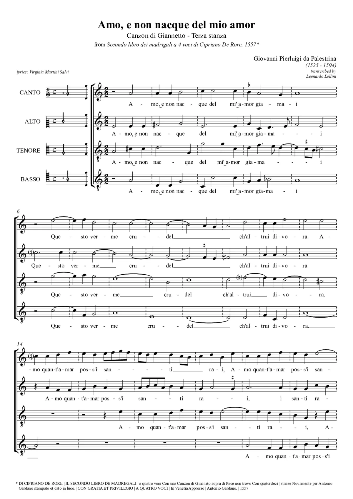 Amo e non nacque del mio amor (Terza stanza) - Page 1