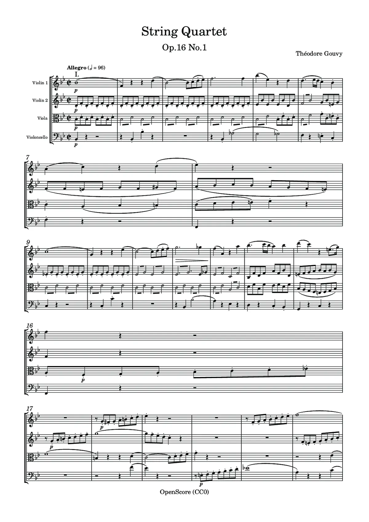 String Quartet, Op.16 No.1 - Page 1