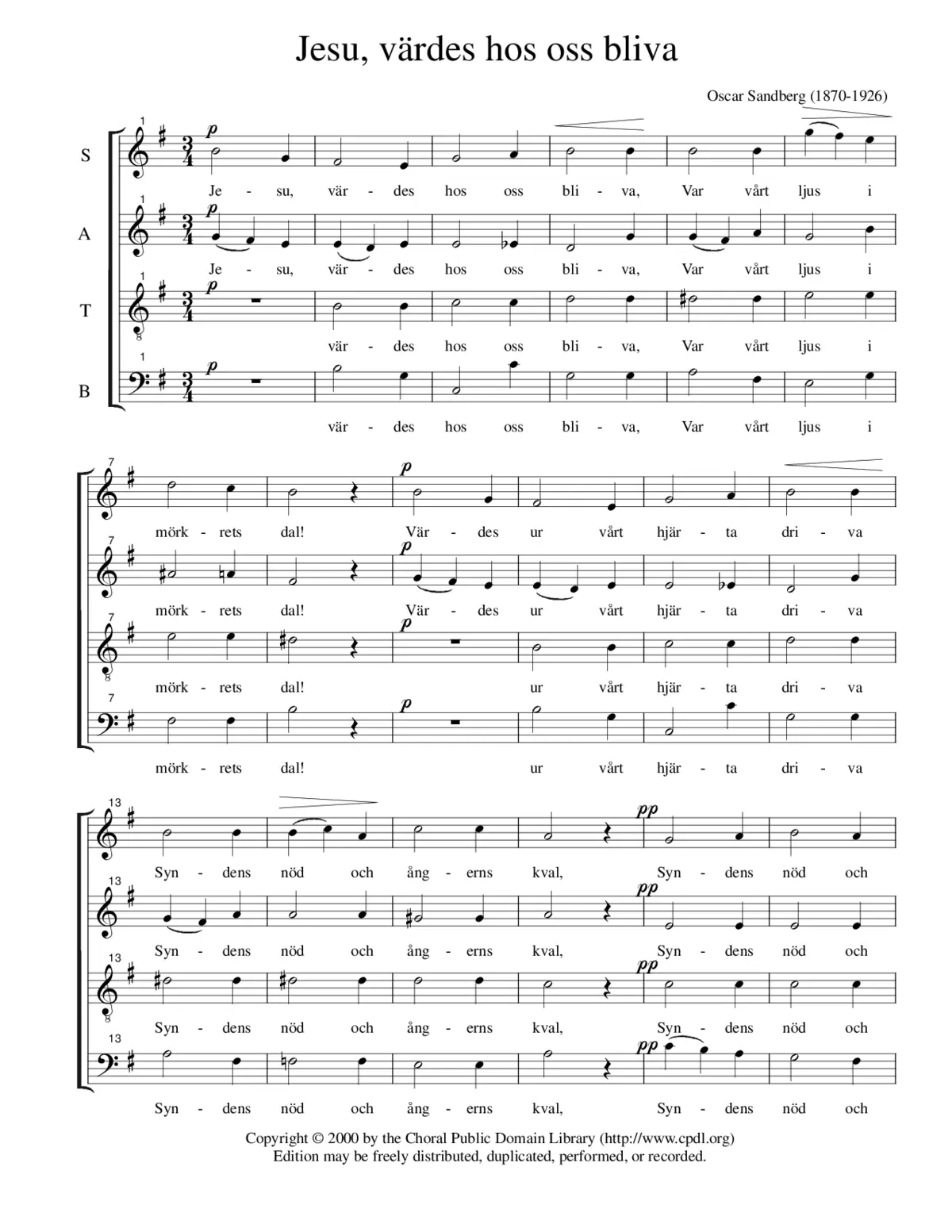 Jesu, värdes hos oss bliva - Page 1