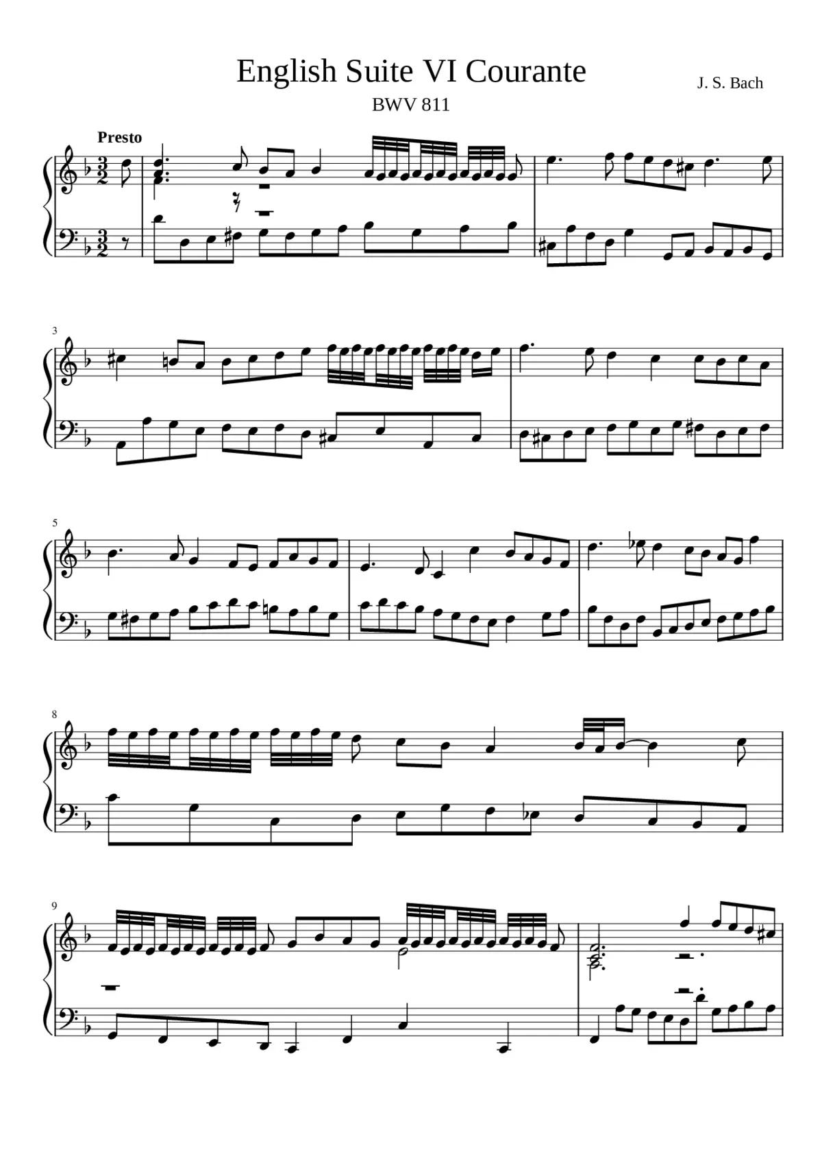 English Suite No.6 in D minor BWV 811 - Page 1