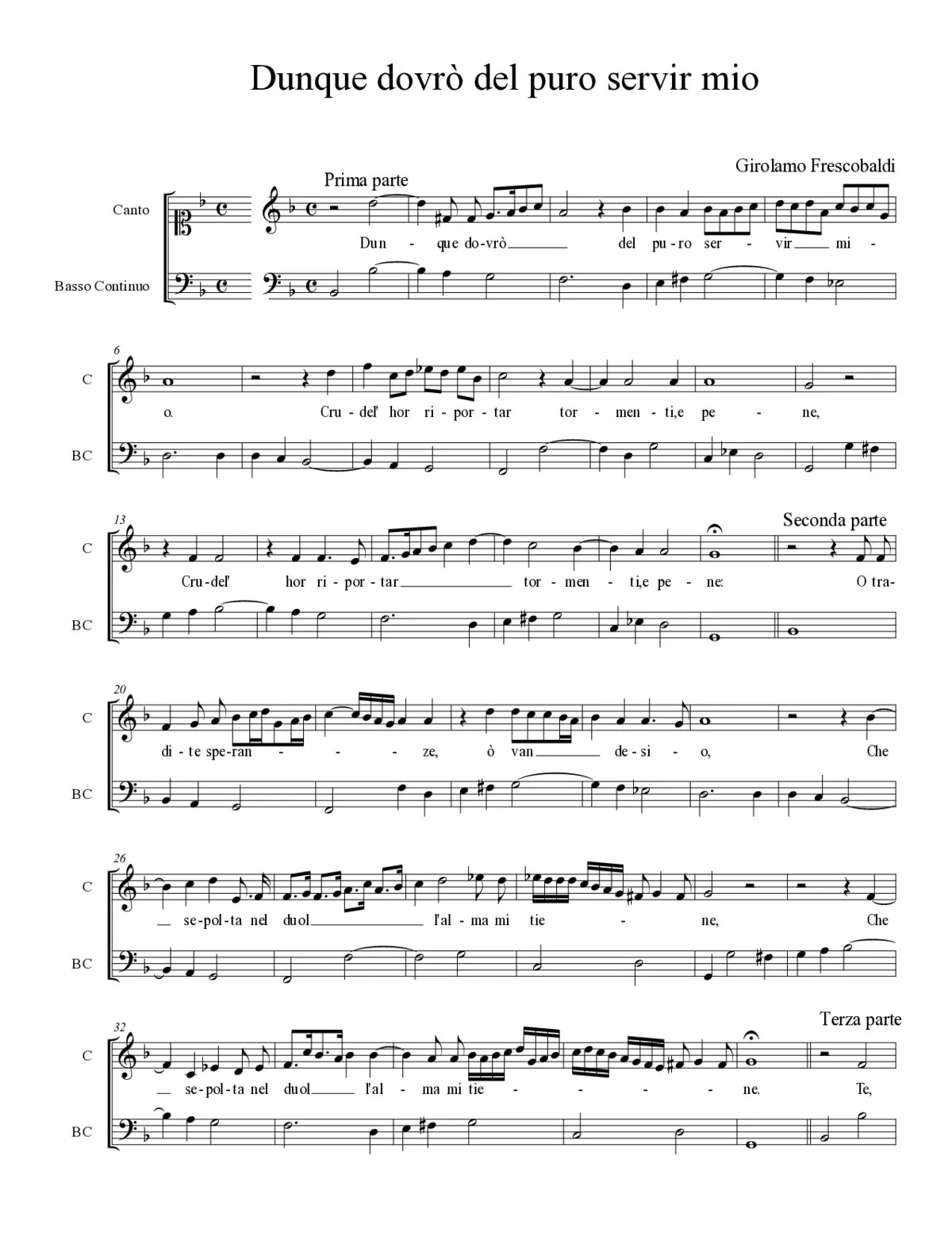 Dunque dovrò del puro servir mio - Page 1