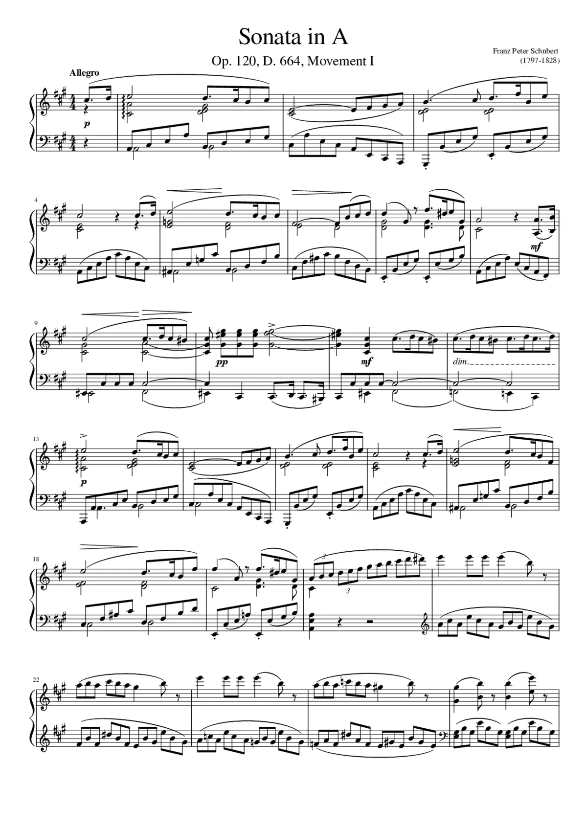 Sonata in A Op.120 D.664 - Page 1
