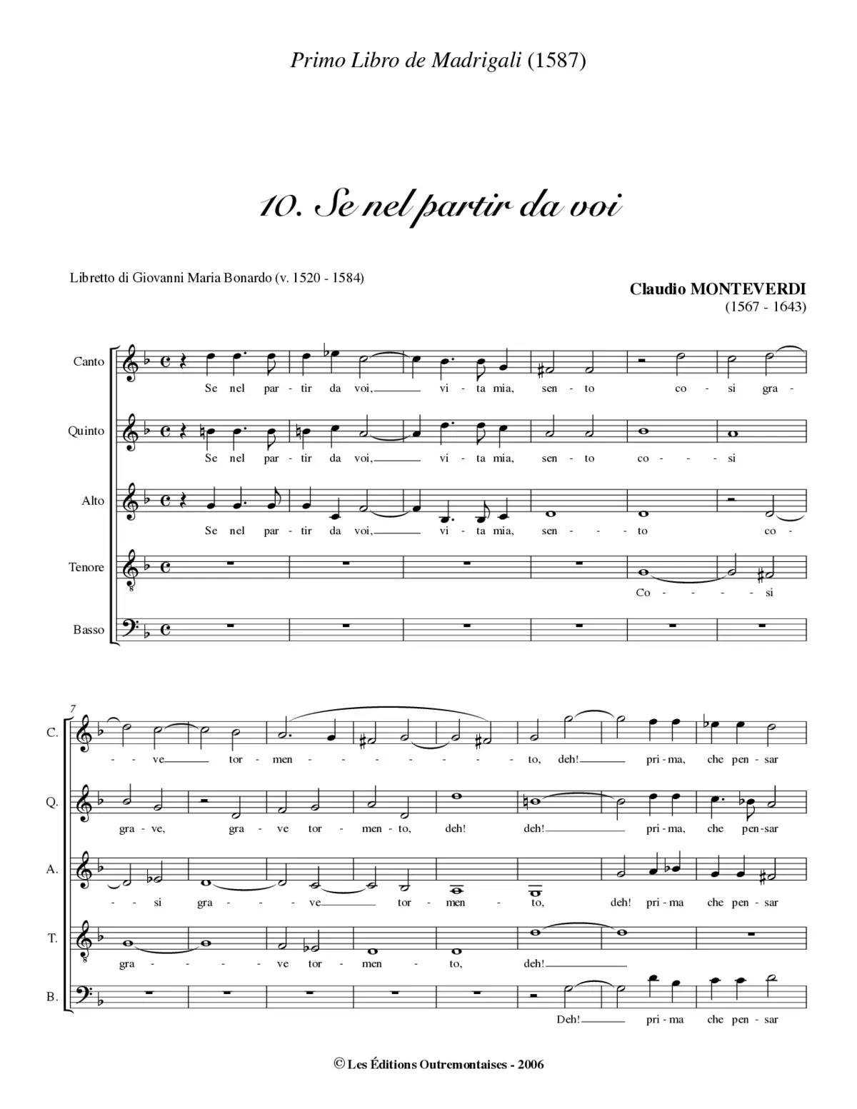 Se nel partir da voi - Page 1