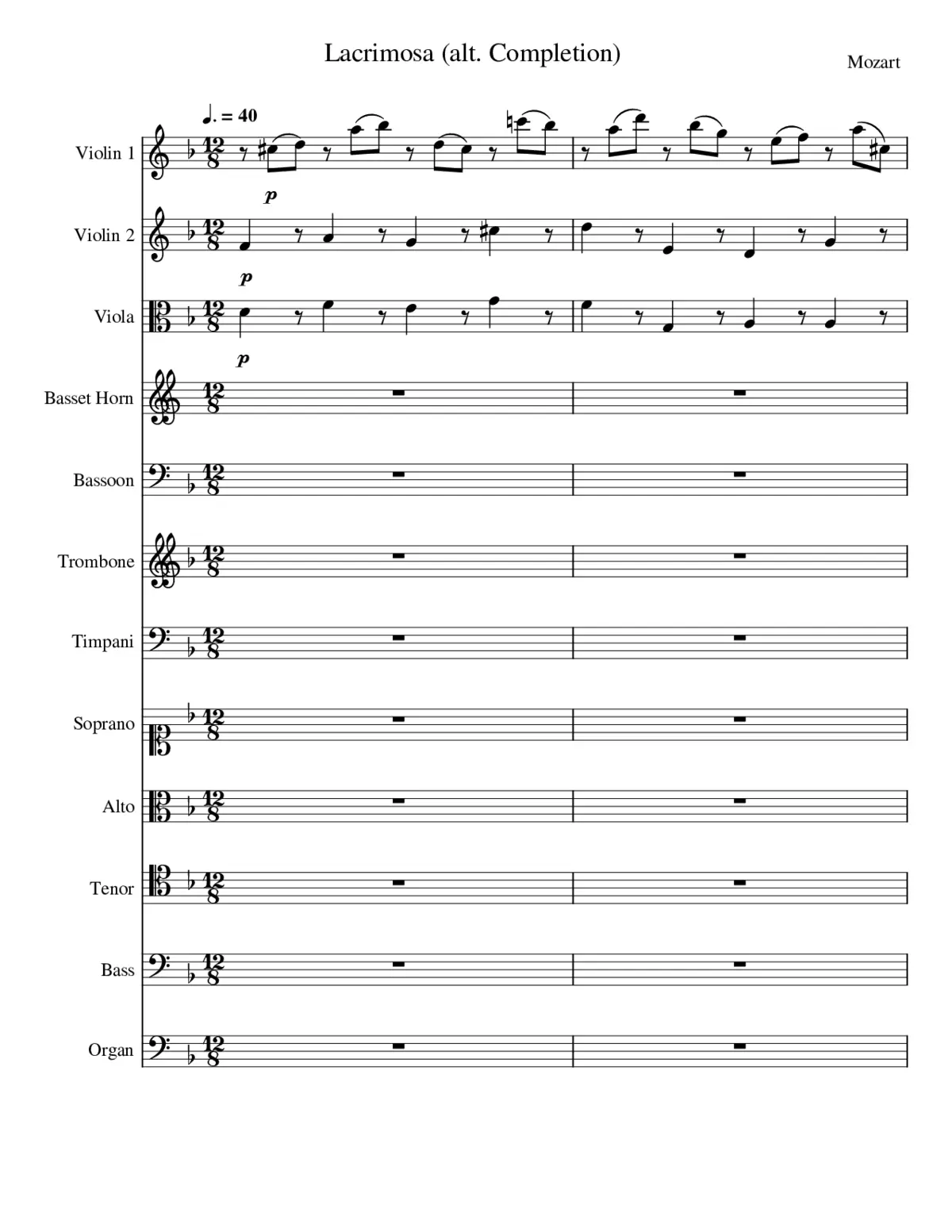 Lacrymosa from Requiem K626 - Page 1