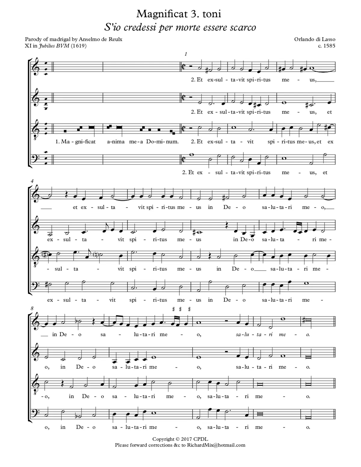 Magnificat S’io credessi per morte - Page 1