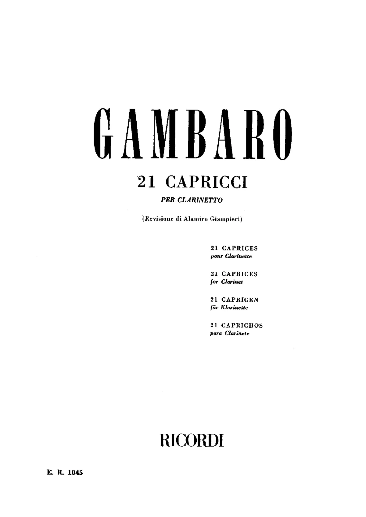 21 Capricci per clarinetto - Page 1