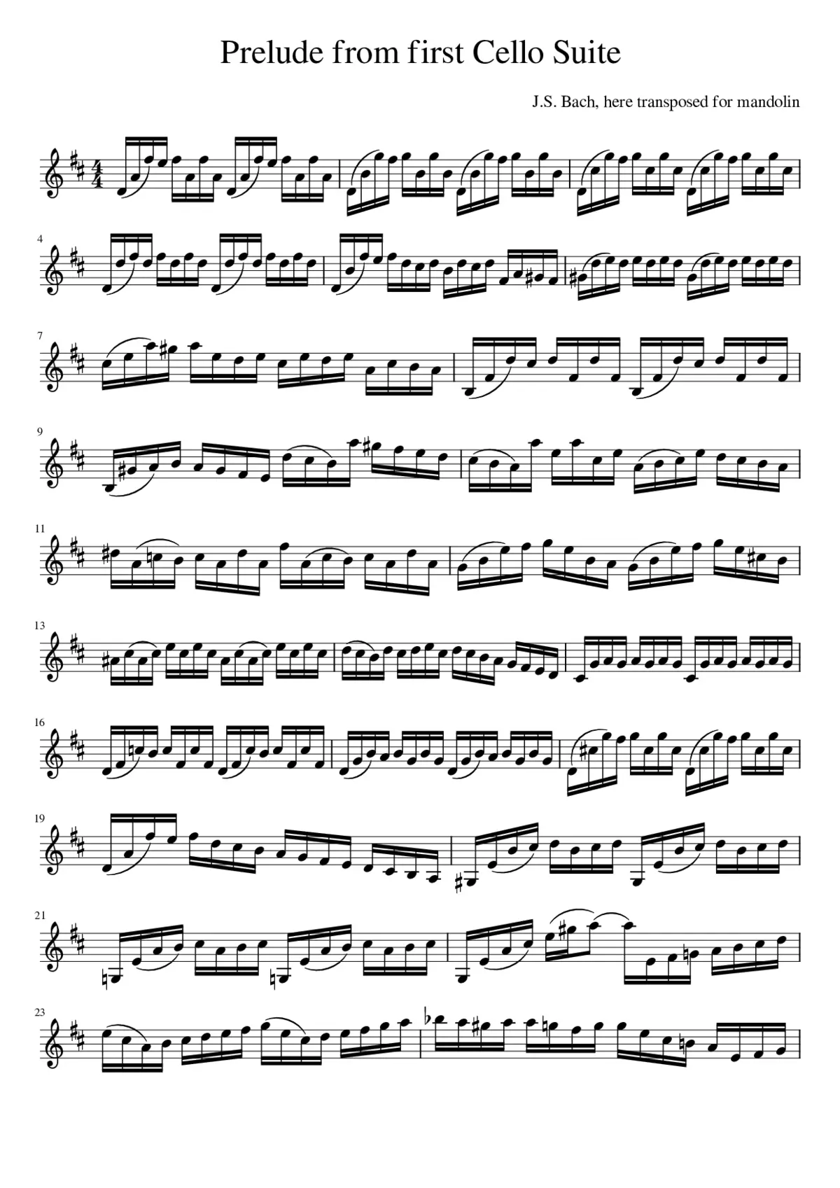 Prelude from first Cello Suite - Page 1