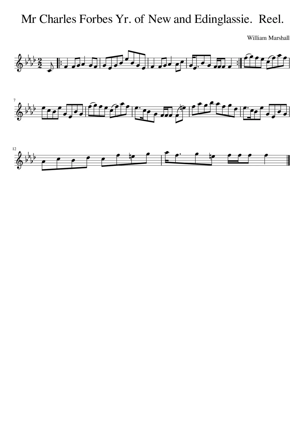 Mr Charles Forbes Yr. of New and Edinglassie. Reel. - Page 1