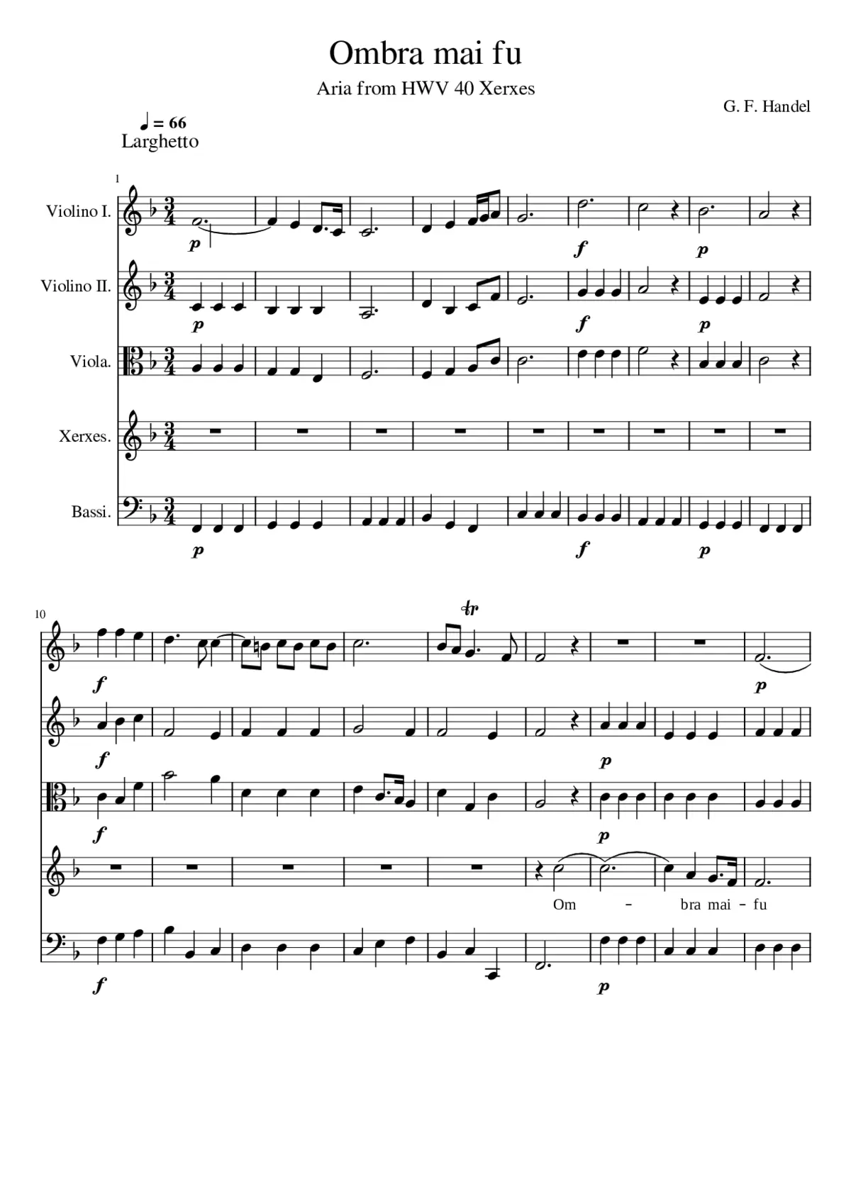 Serse HWV 40 - Page 1