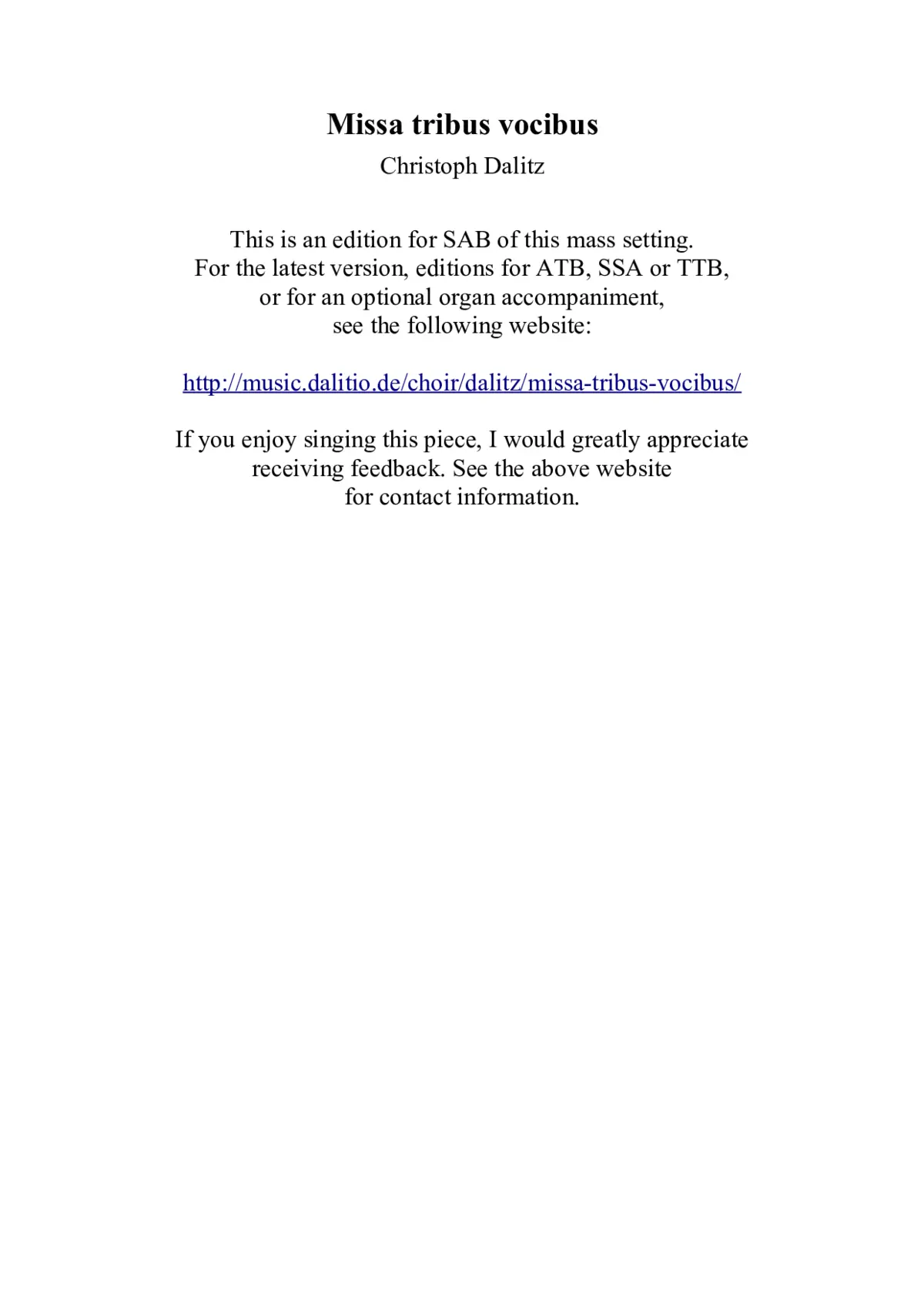 Missa tribus vocibus - Page 1