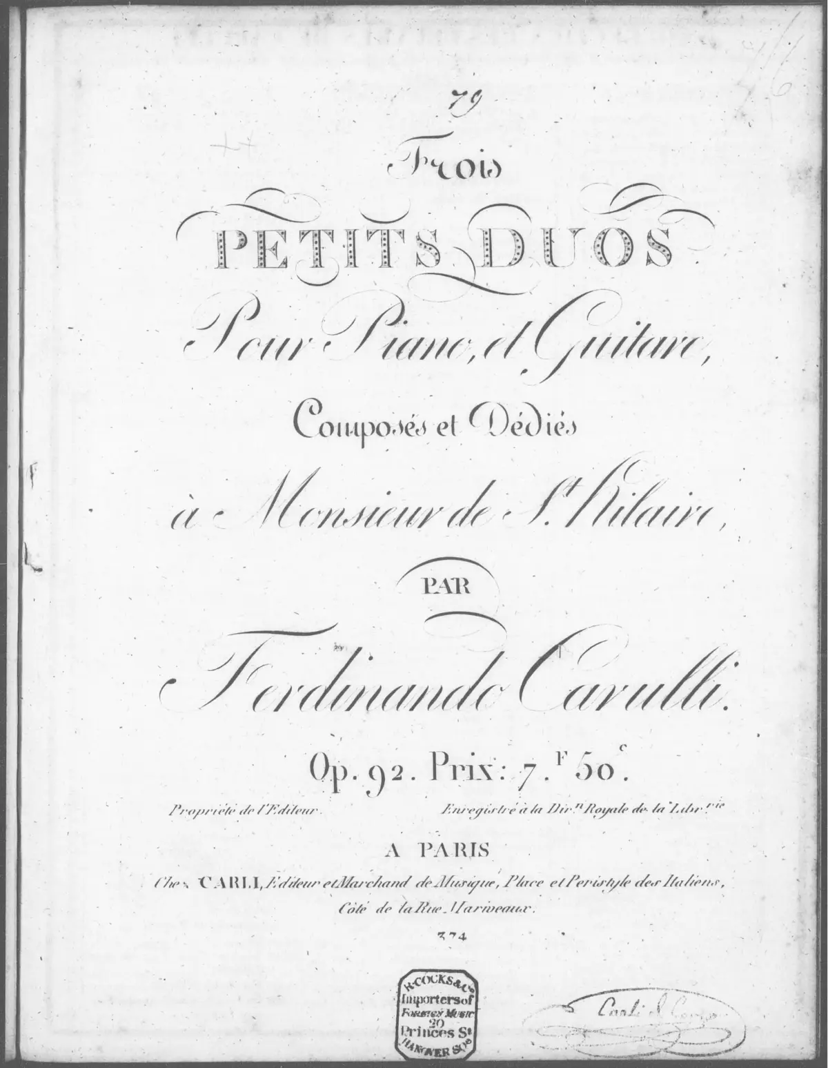 3 Petits Duos pour Piano et Guitare - Page 1