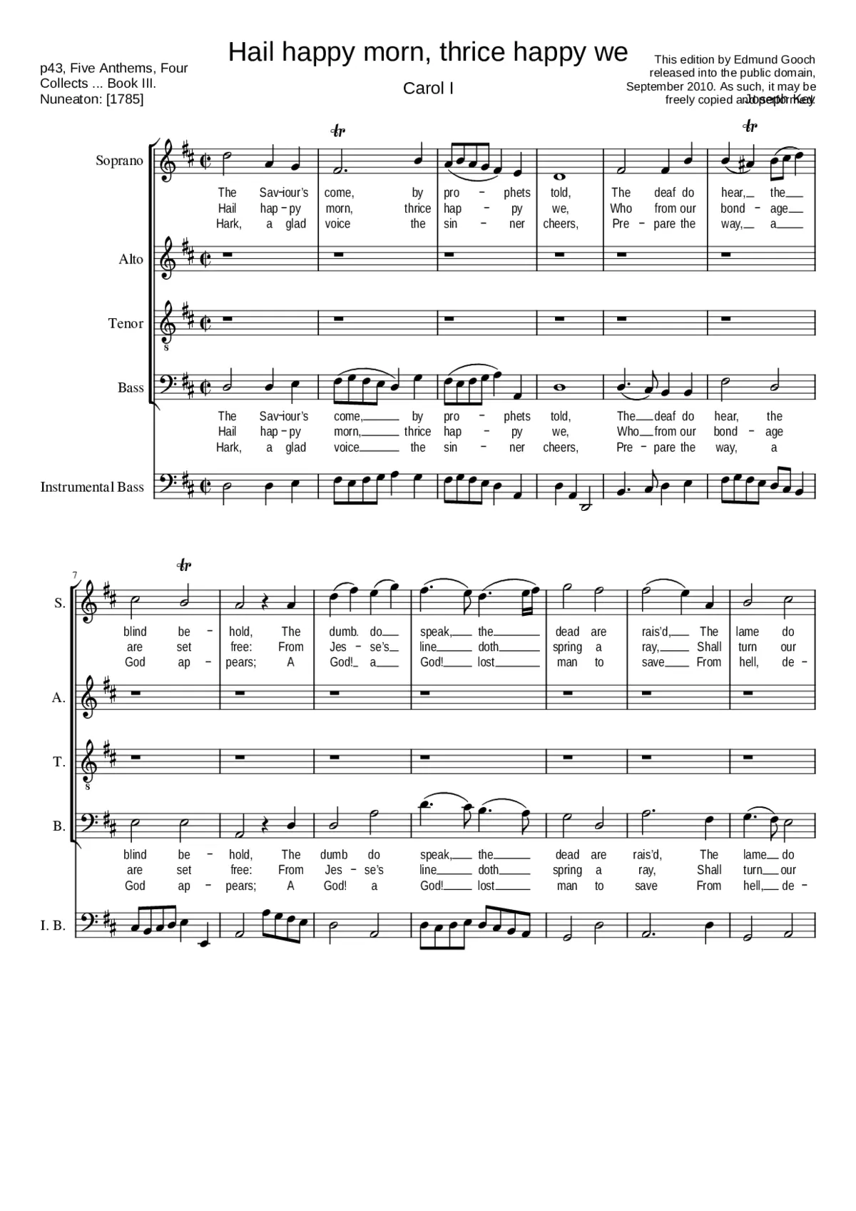 Hail happy morn thrice happy we - Page 1