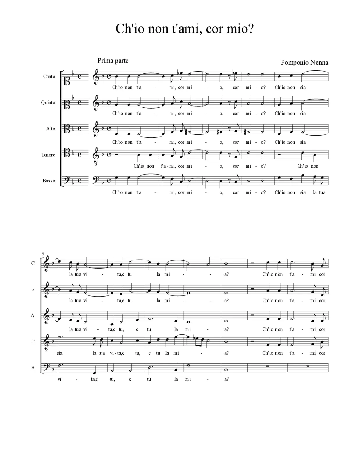 Ch'io non t'ami, cor mio? - Page 1