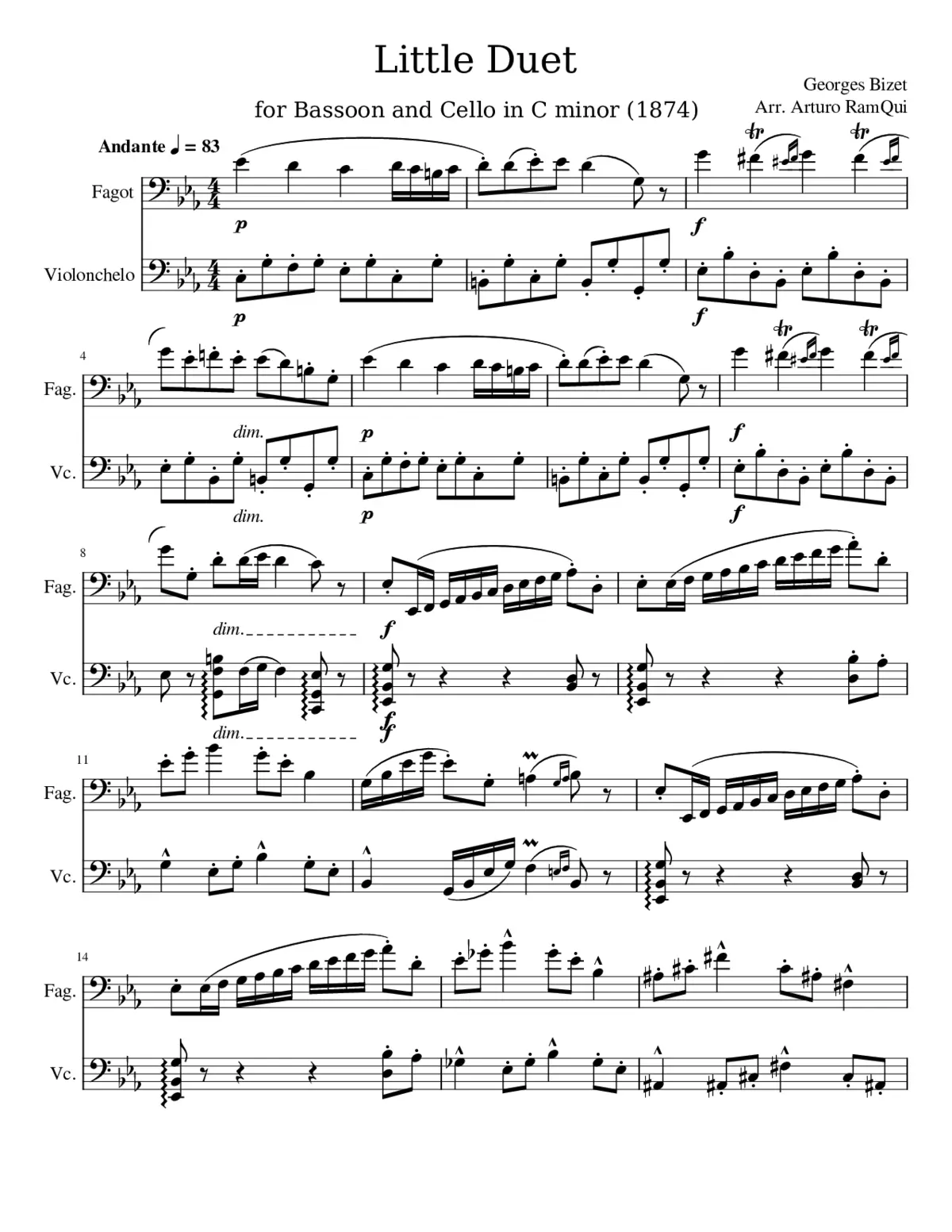 Little Duet for Bassoon & Cello in C menor (1874) - Page 1