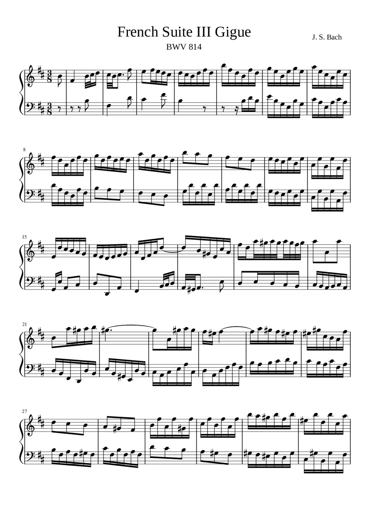 French Suite No.3 in B minor BWV 814 - Page 1