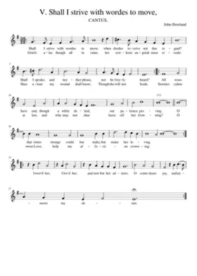 V. Shall I strive with wordes to move