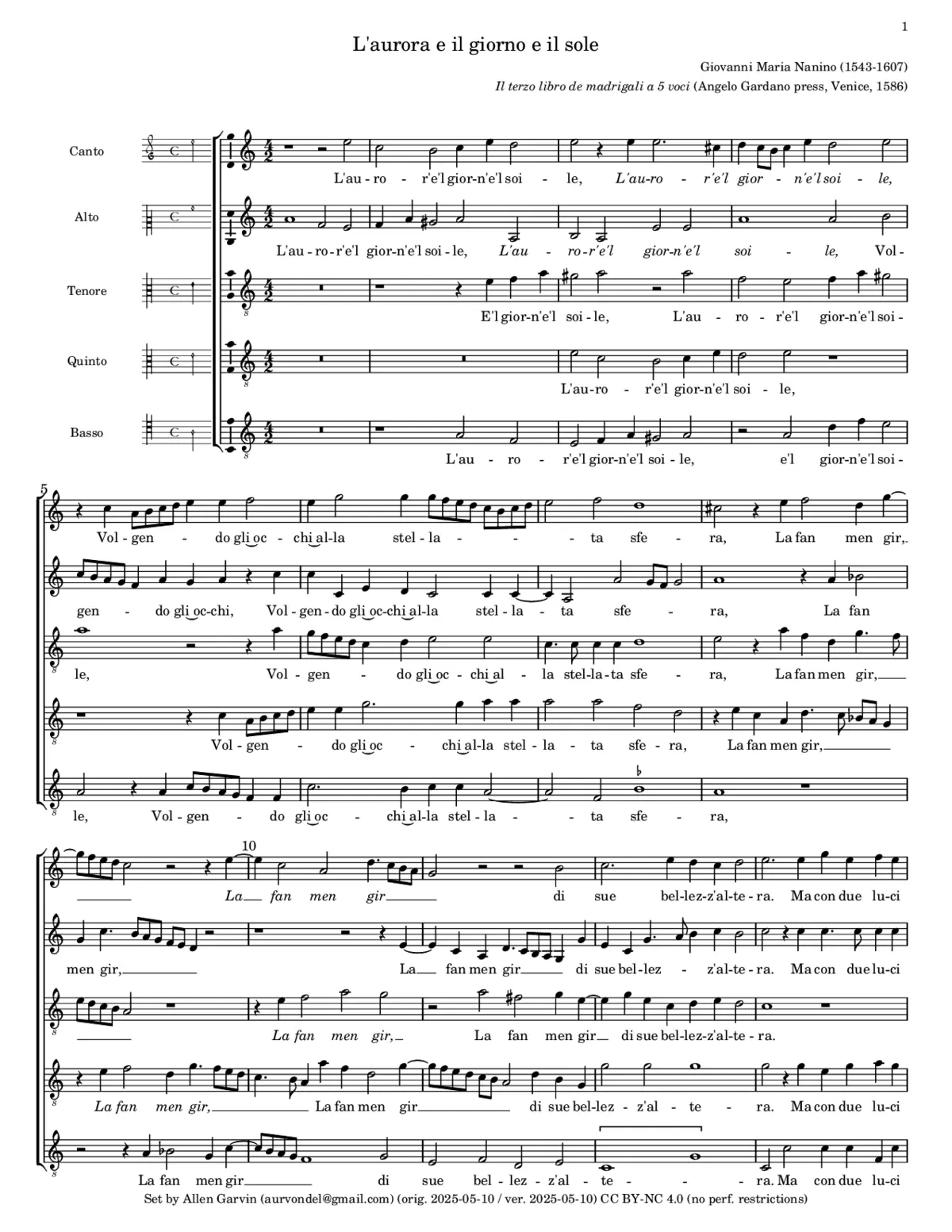 L'aurora e'l giorno e'l sole - Page 1
