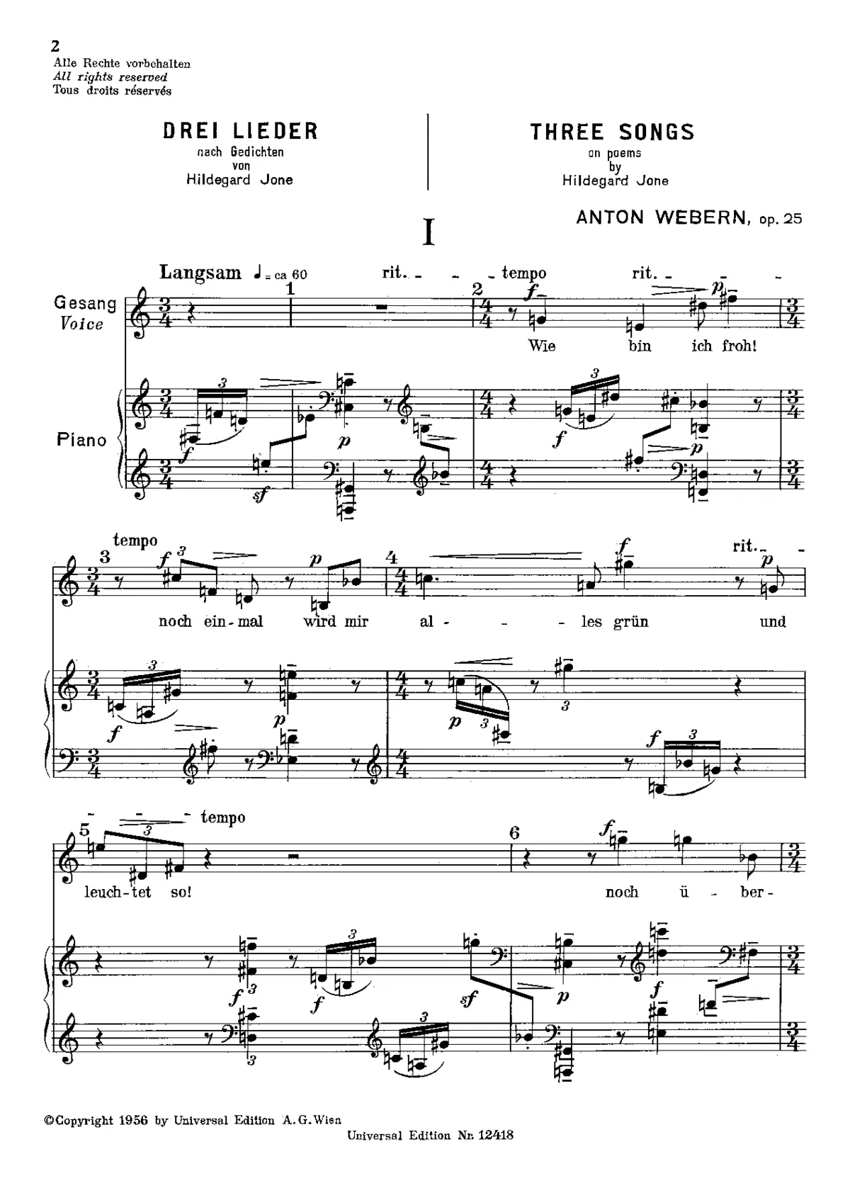3 Lieder nach Gedichten von Hildegard Jone - Page 1