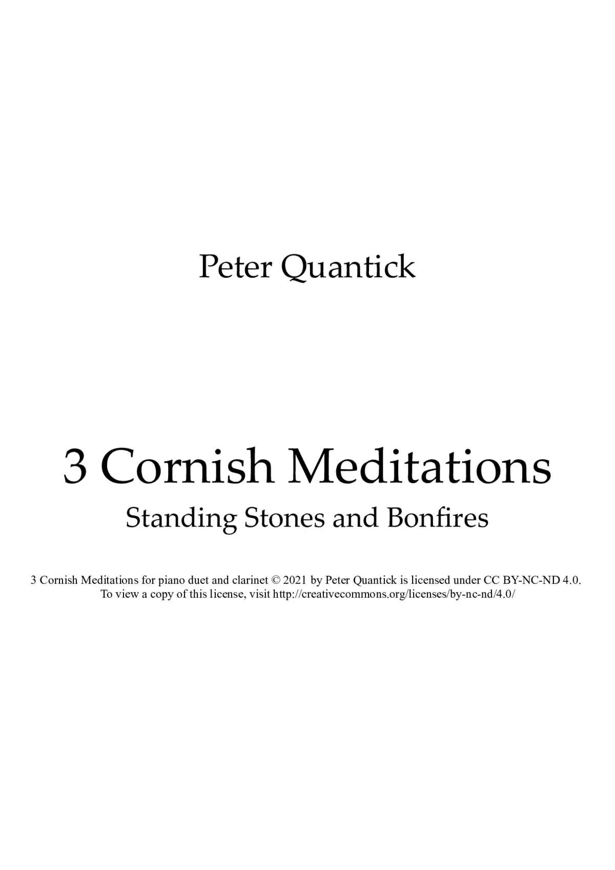 Three Cornish Meditations for piano duet and clarinet - Page 1