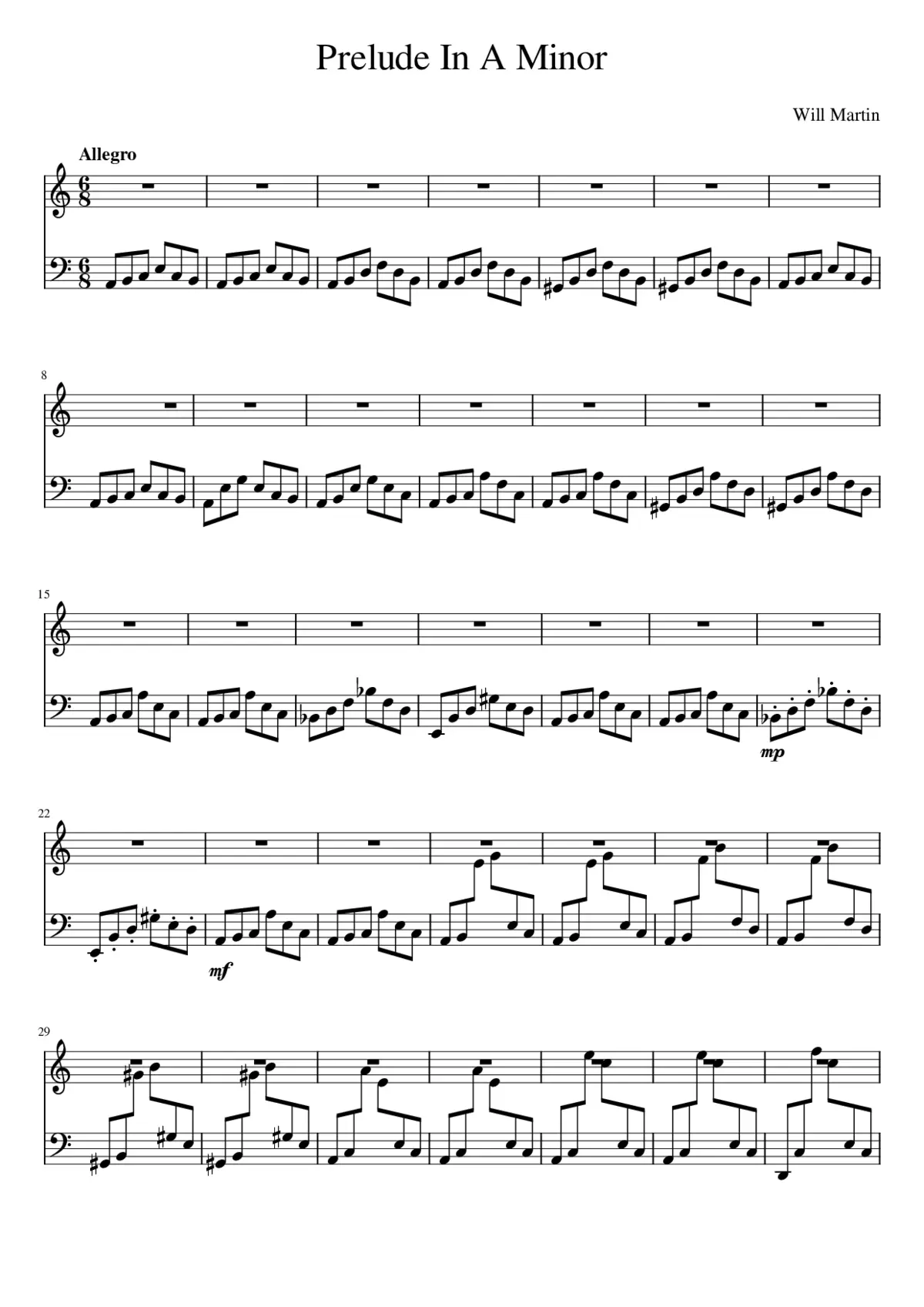 Prelude In A Minor - Page 1