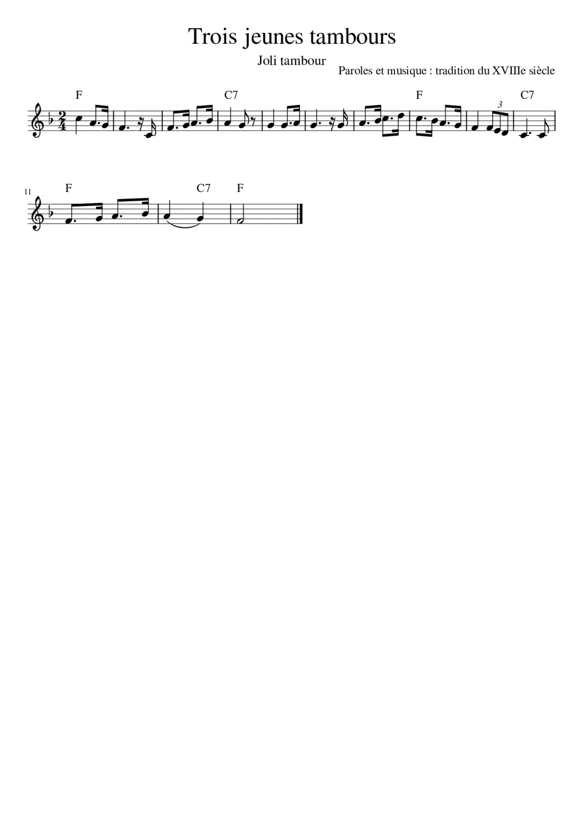 Trois jeunes tambours - Page 1