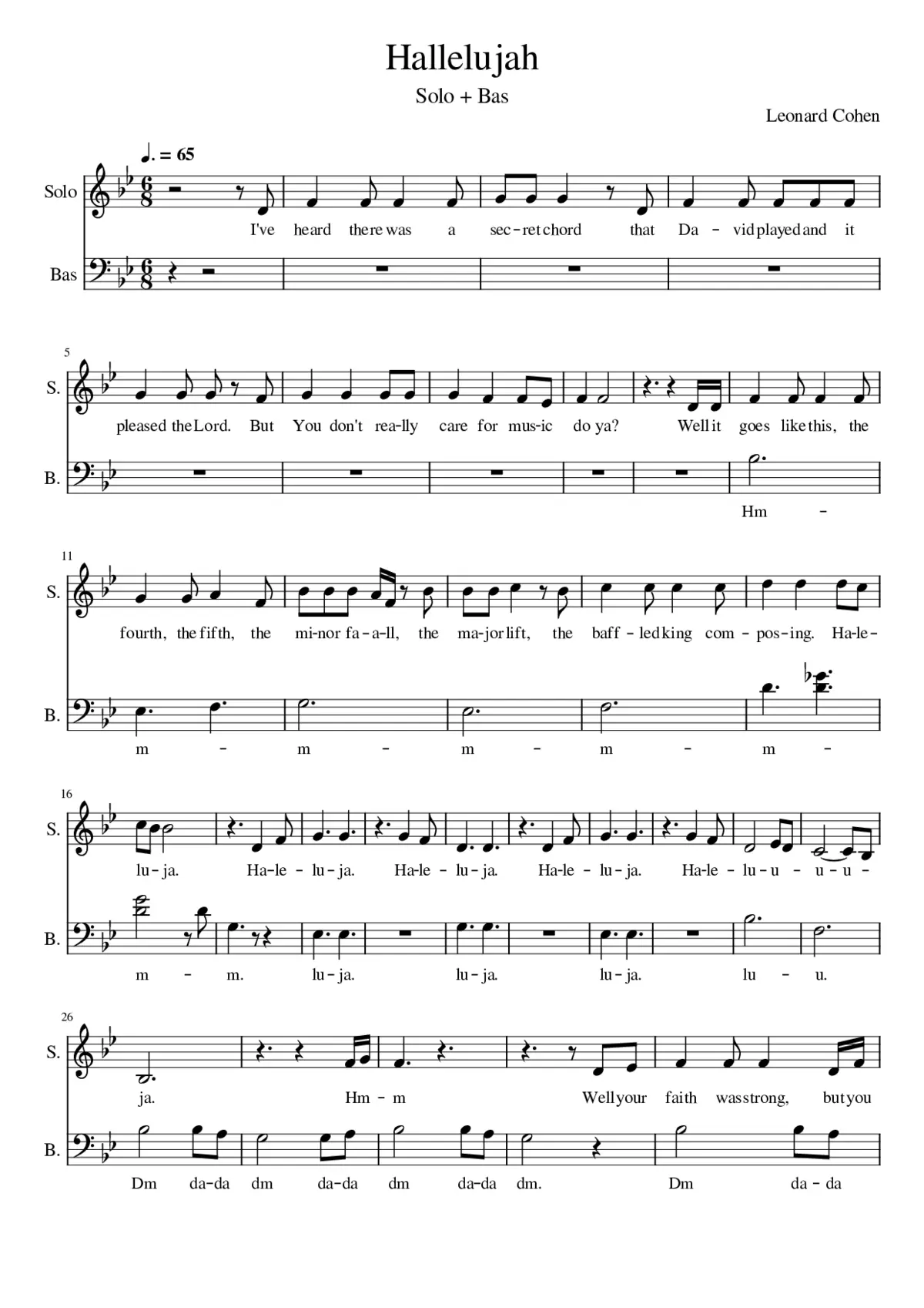 Hallelujah Solo and Bass - Page 1