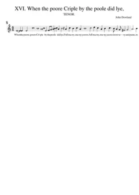 XVI. When the poore Criple by the poole did lye