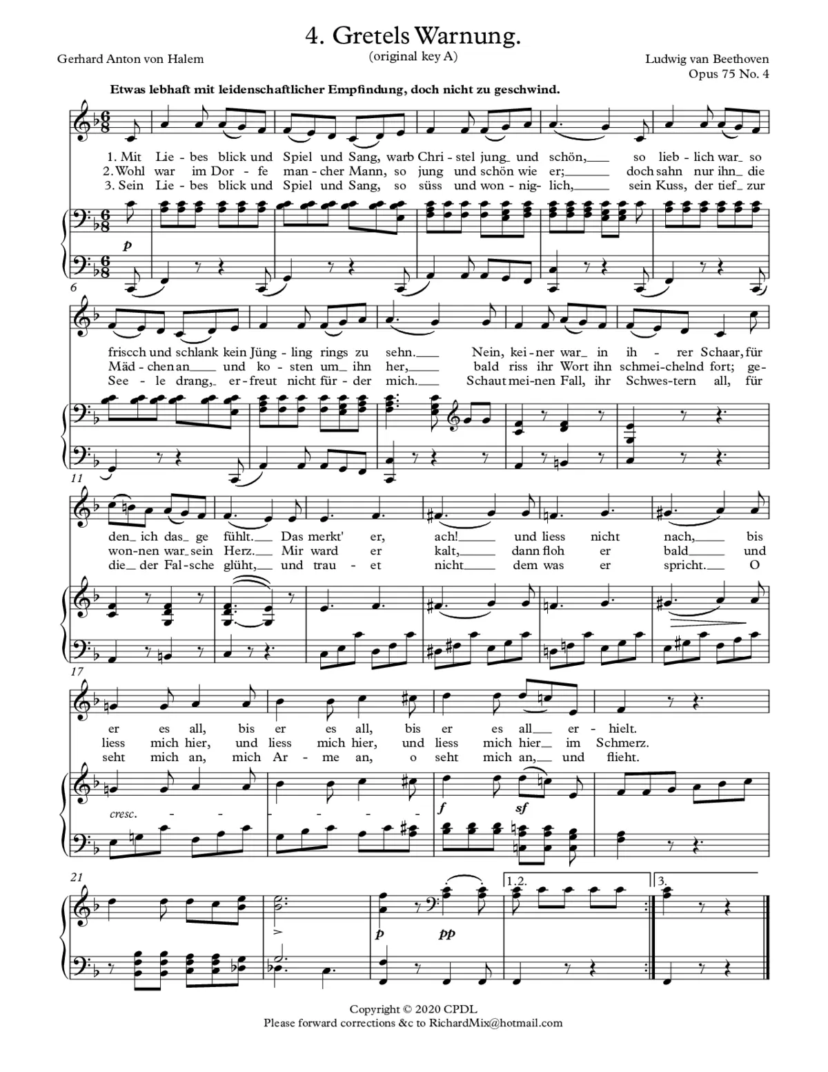 Gretels Warnung, Op. 75 No. 4 - Page 1
