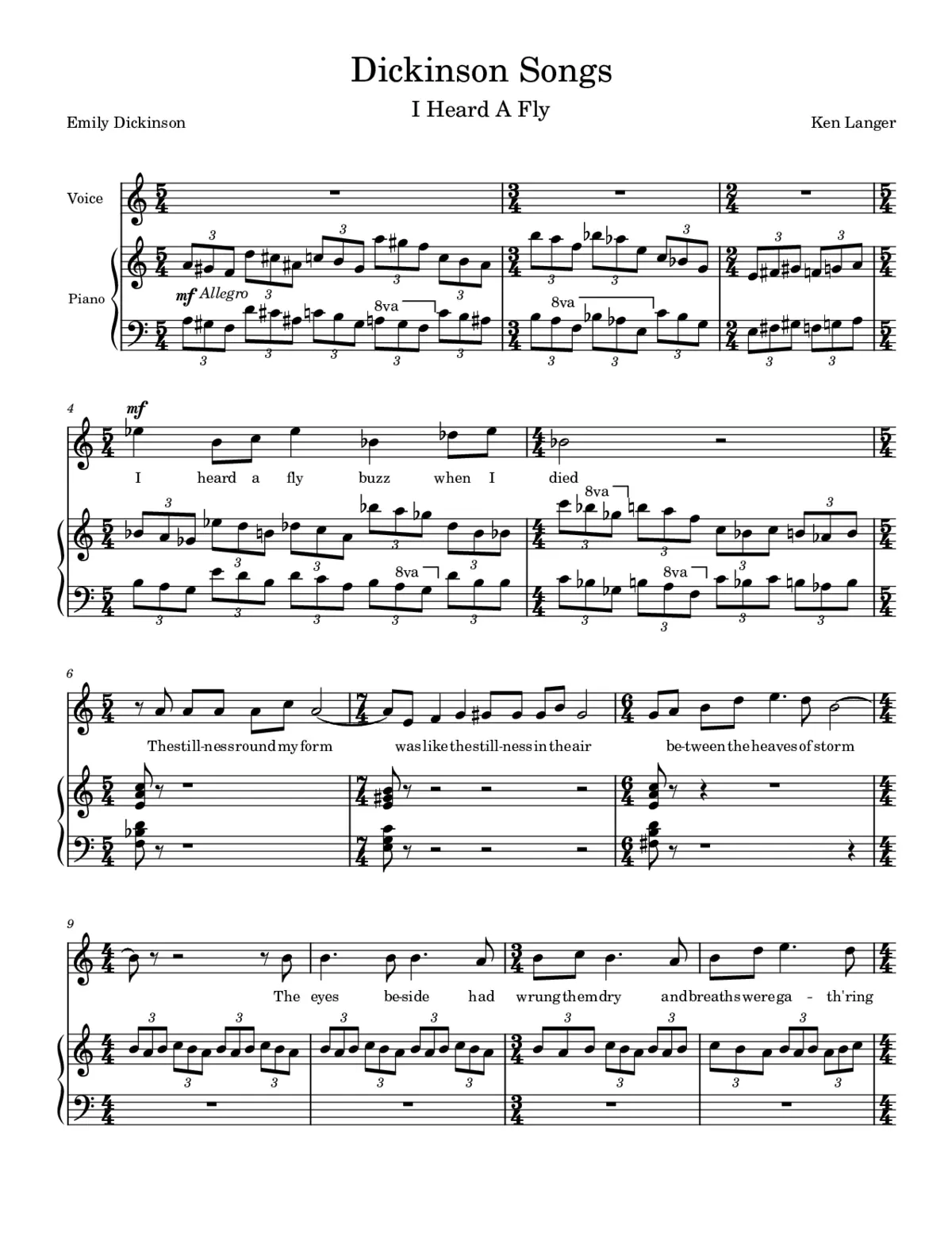 Dickinson Songs: I heard a fly - Page 1
