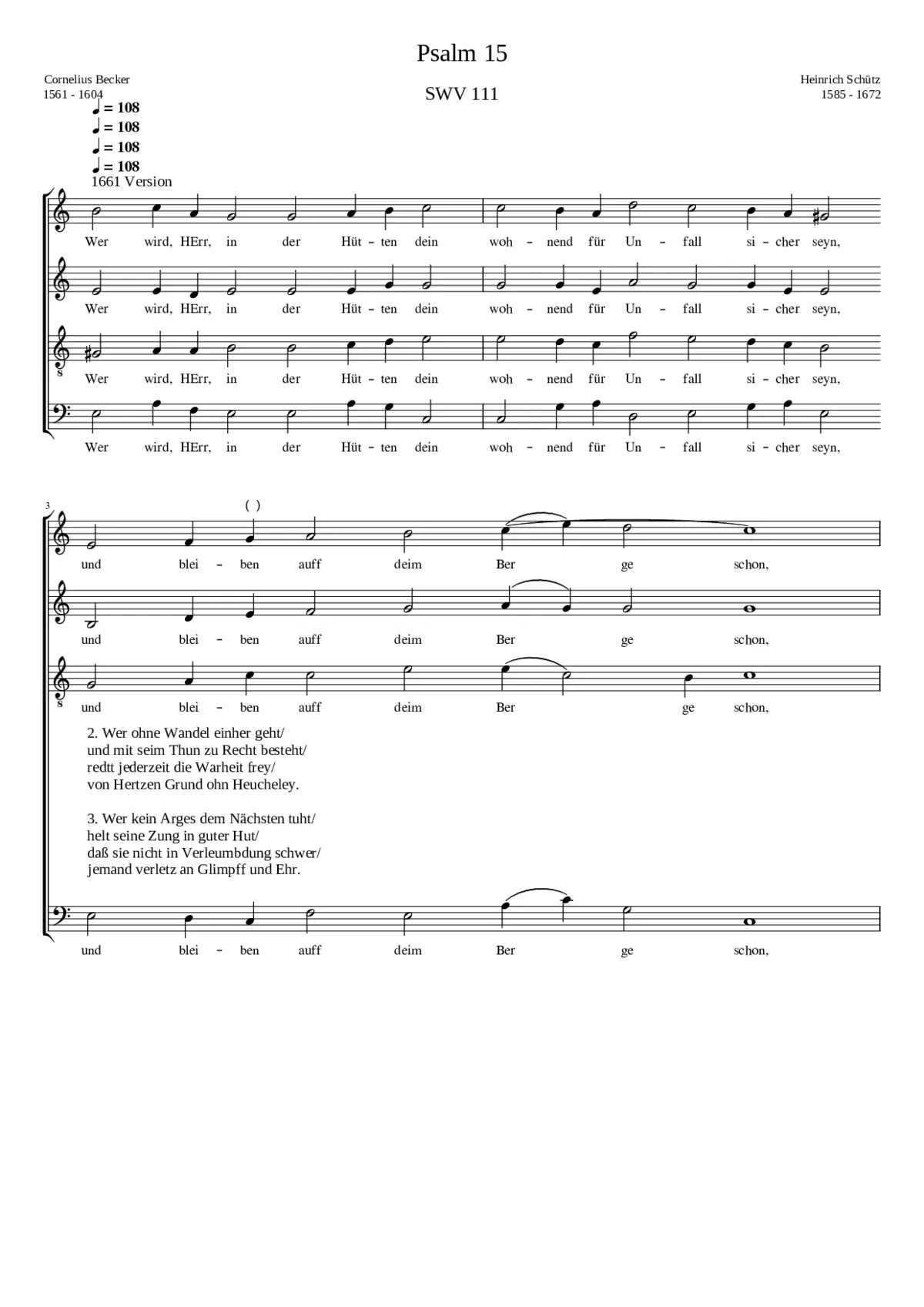 Wer wird Herr in der Hütten dein SWV 111 - Page 1