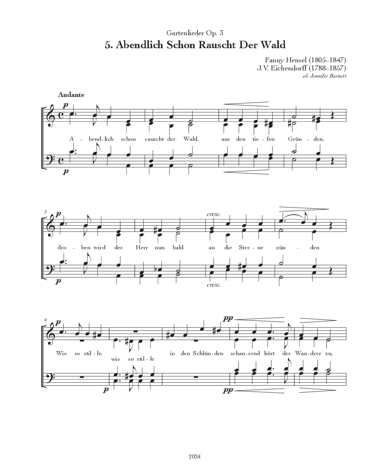 Abendlich schon rauscht der Wald, Op. 3, No. 5 - Page 1