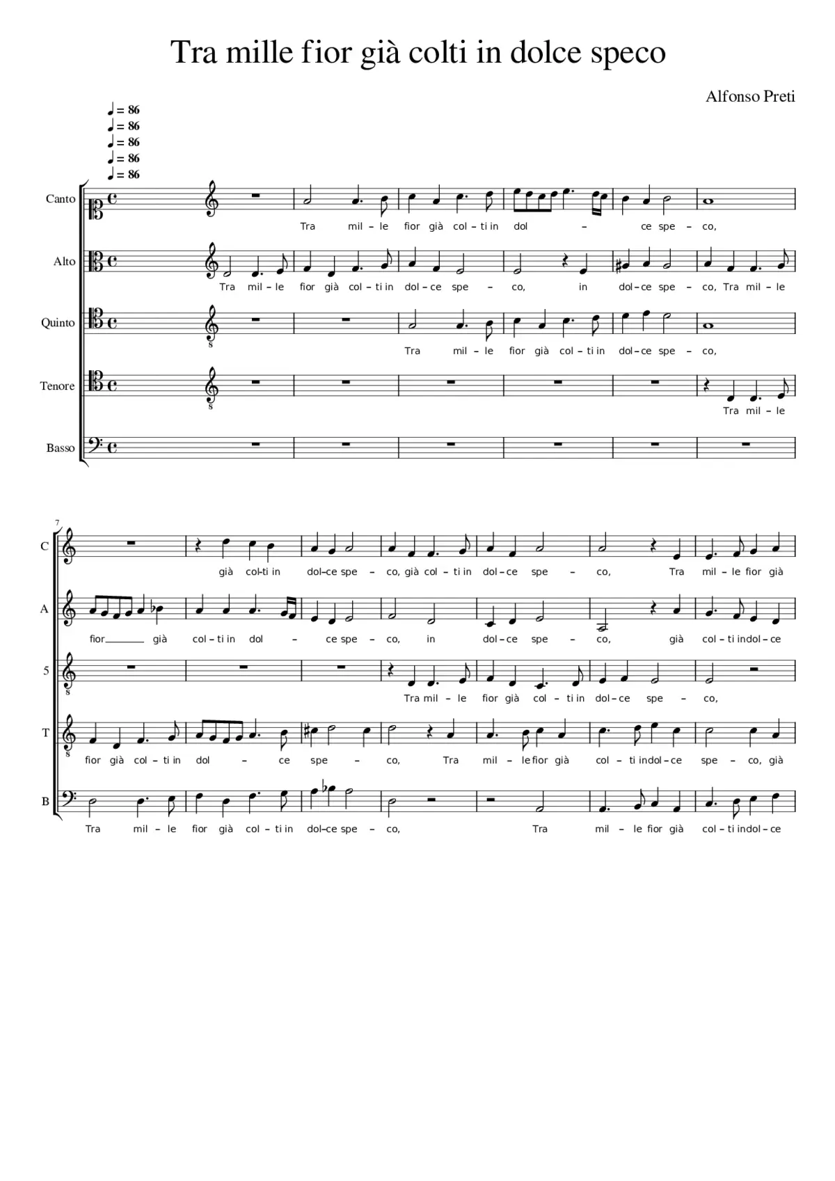 Tra mille fior già colti in dolce speco - Page 1