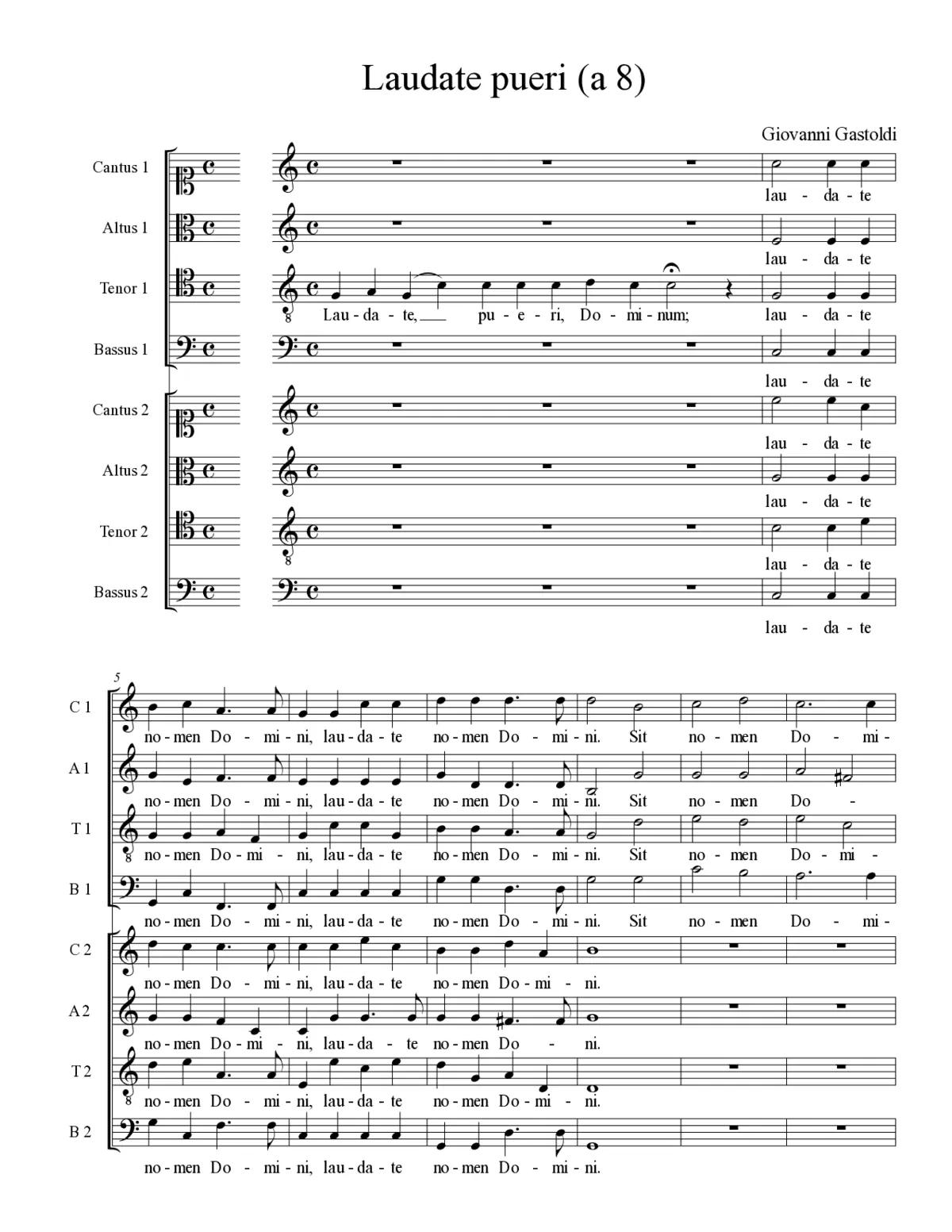 Laudate pueri (a 8) - Page 1
