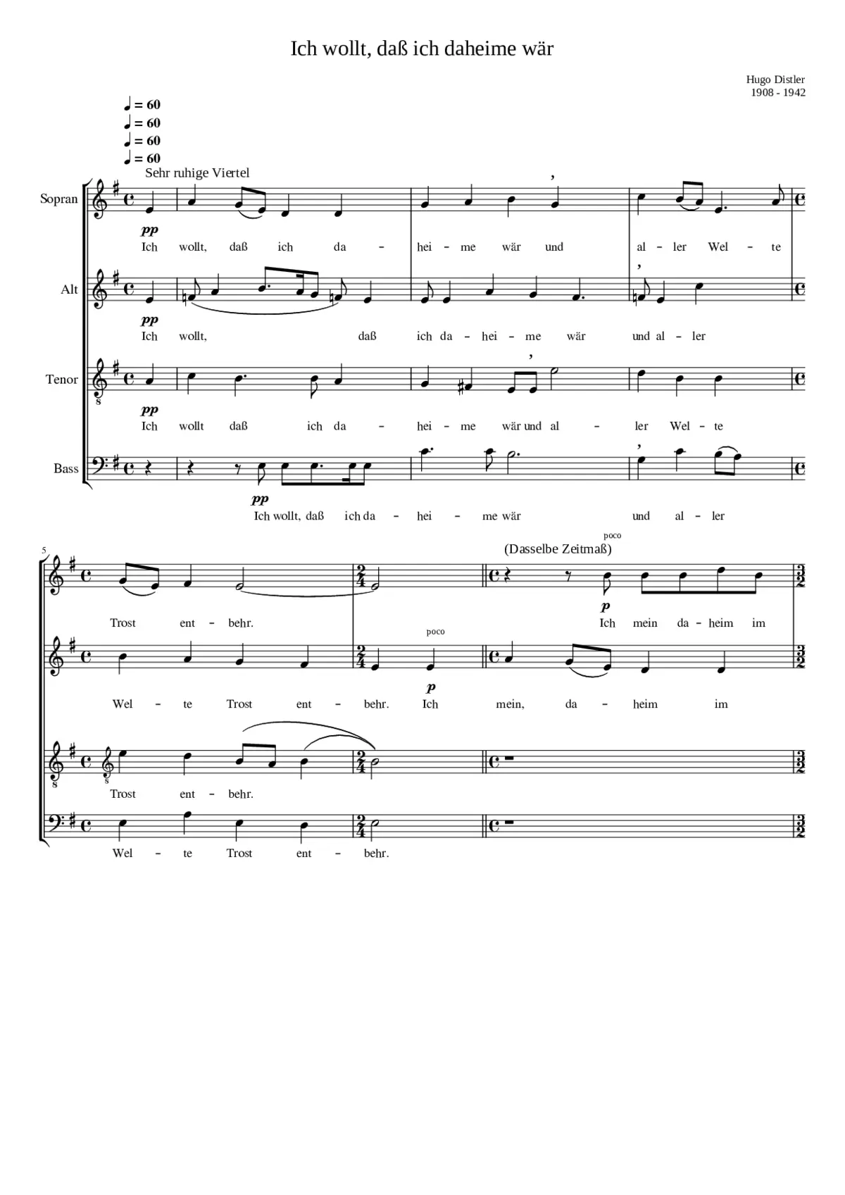 Ich wollt' daß ich daheime wär - Page 1