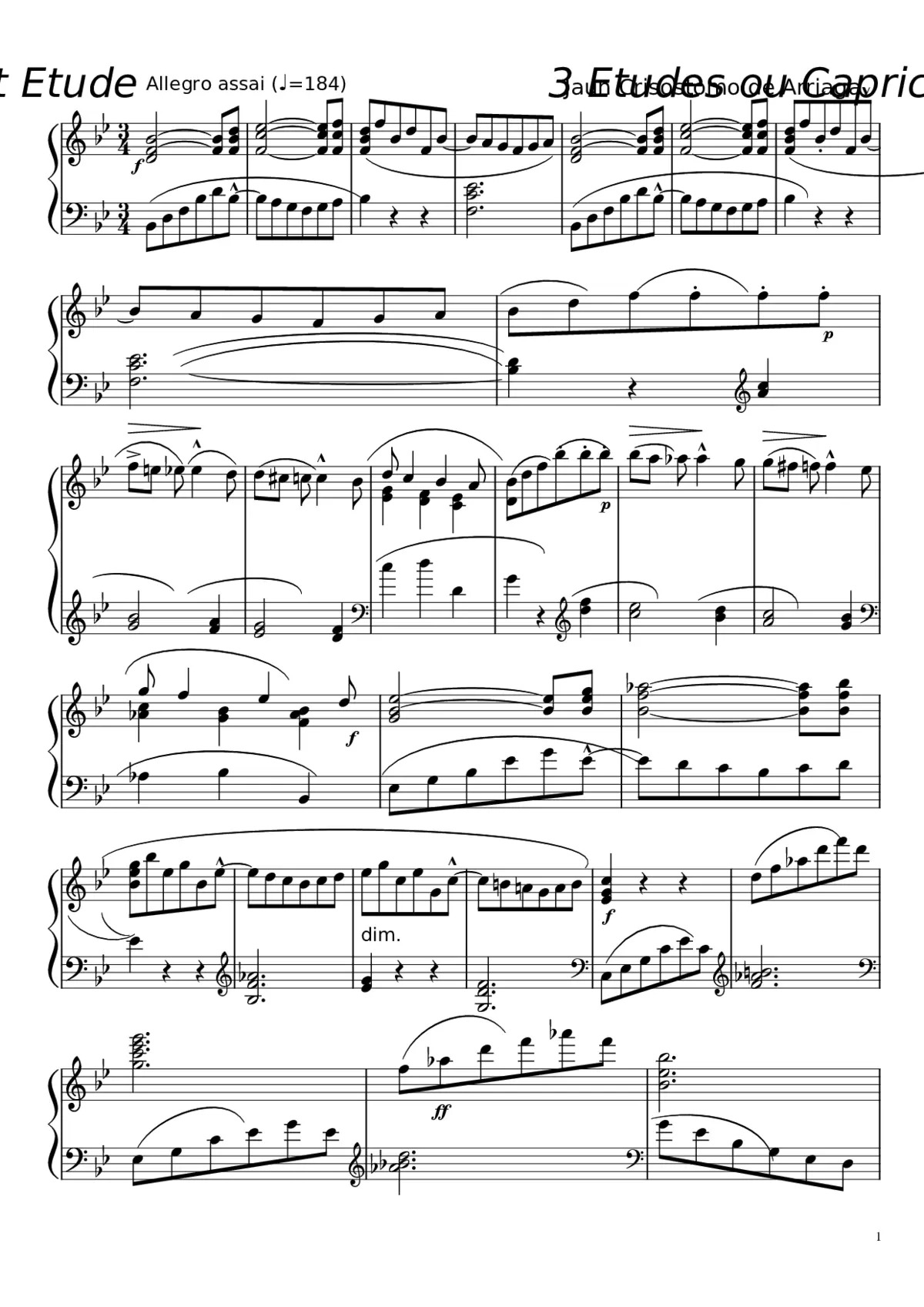 1st Etude 3 Etudes ou Caprices - Page 1