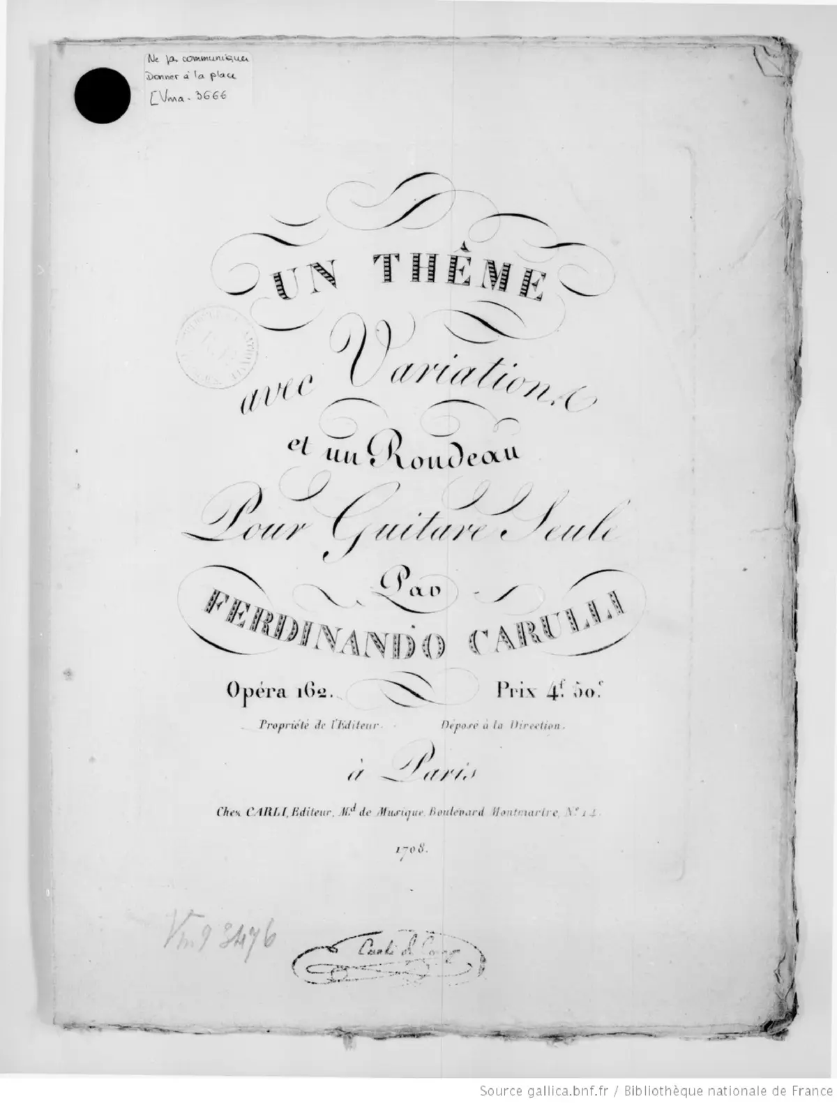 Thème avec Variations et Rondeau pour Guitare seule - Page 1