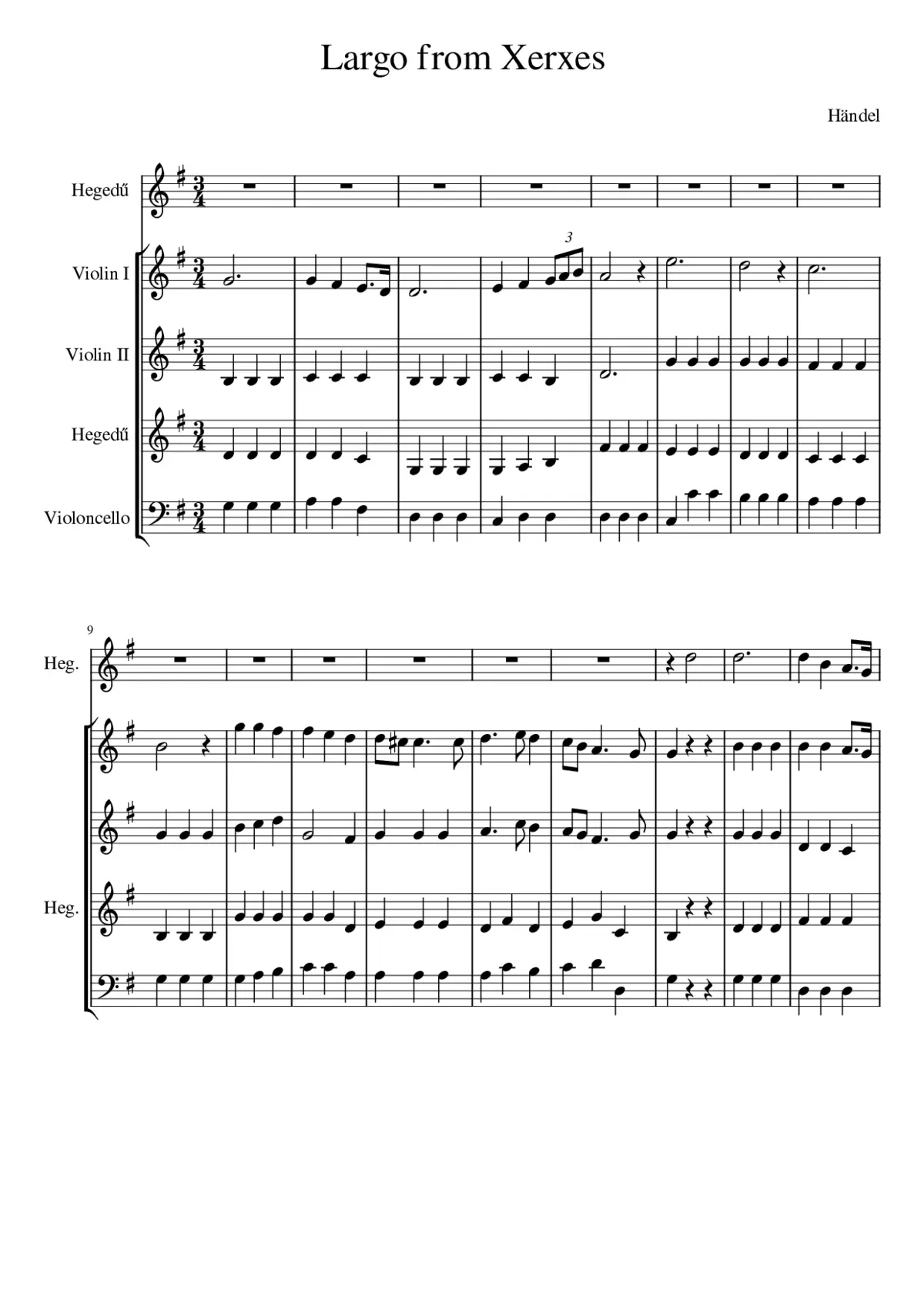 Largo from Xerxes - Page 1