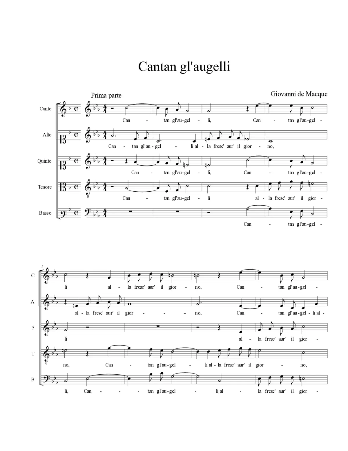 Cantan gl'augelli - Page 1