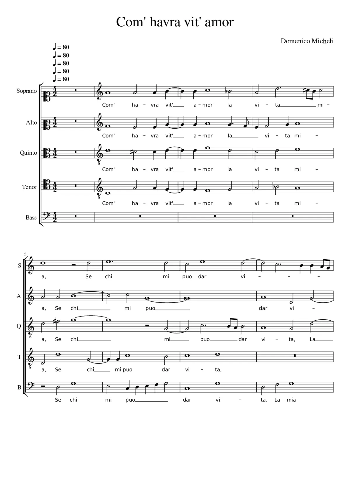 Com' havra vit' amor - Page 1