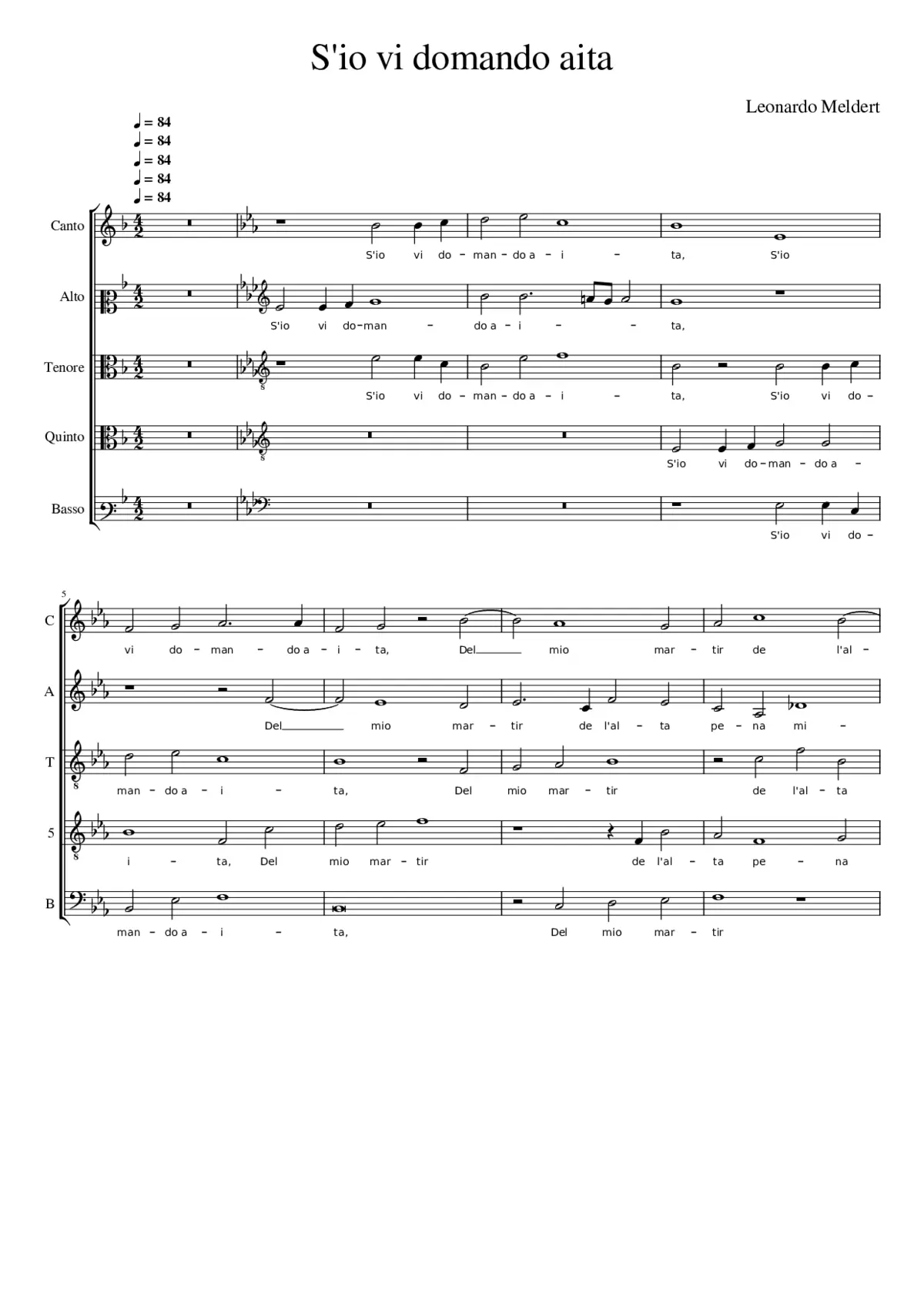 S'io vi domando aita - Page 1