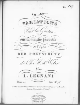 Variations pour la Guitare sur la marche favorite de l'Opéra 'Der Freyschütz'